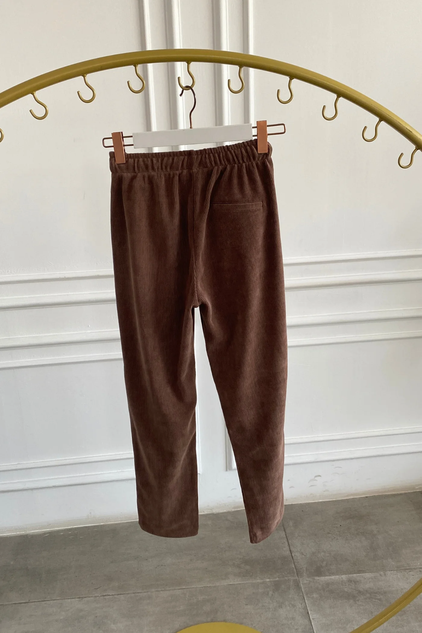 Beli Lastikli Kadife Dar paça Pantolon - TABA