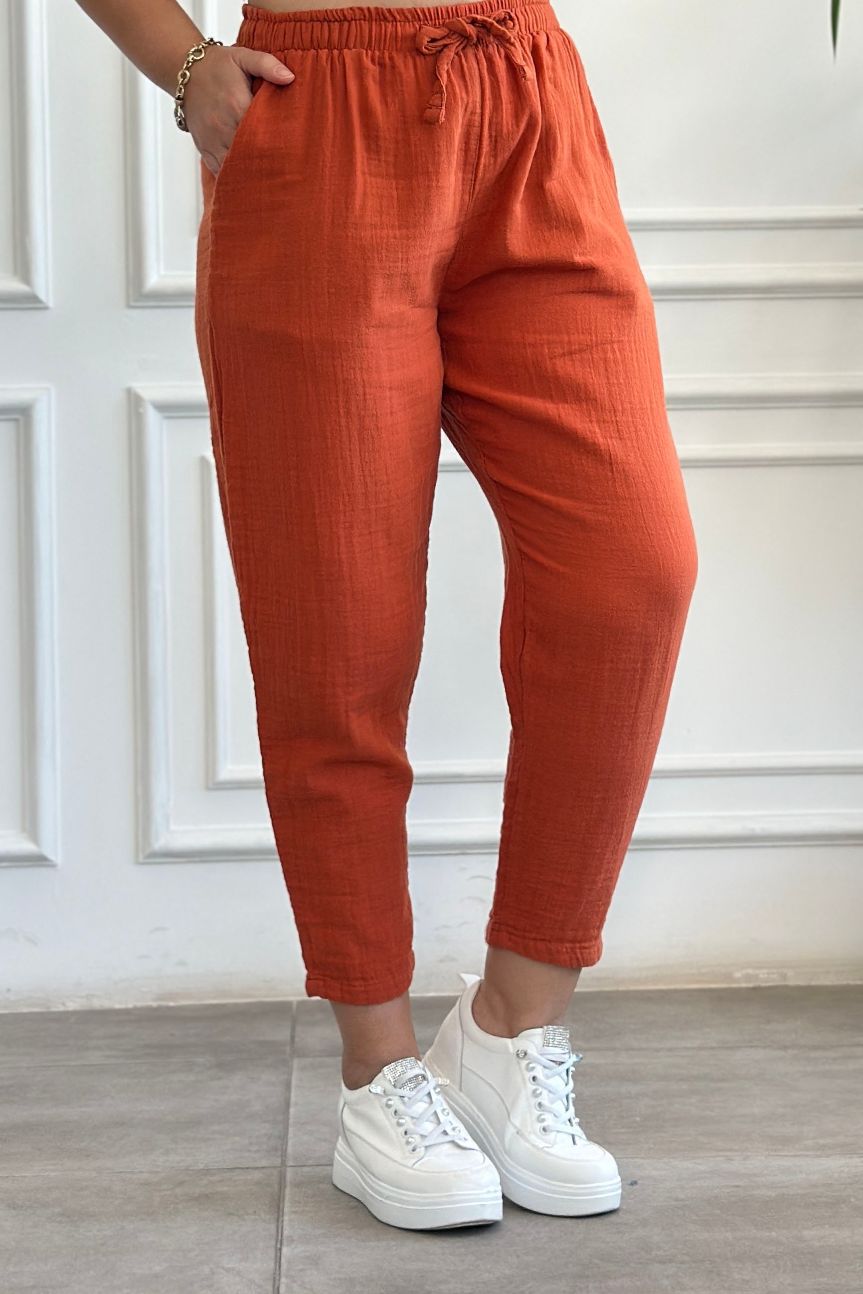 Havuç Paça Müslin Pantolon