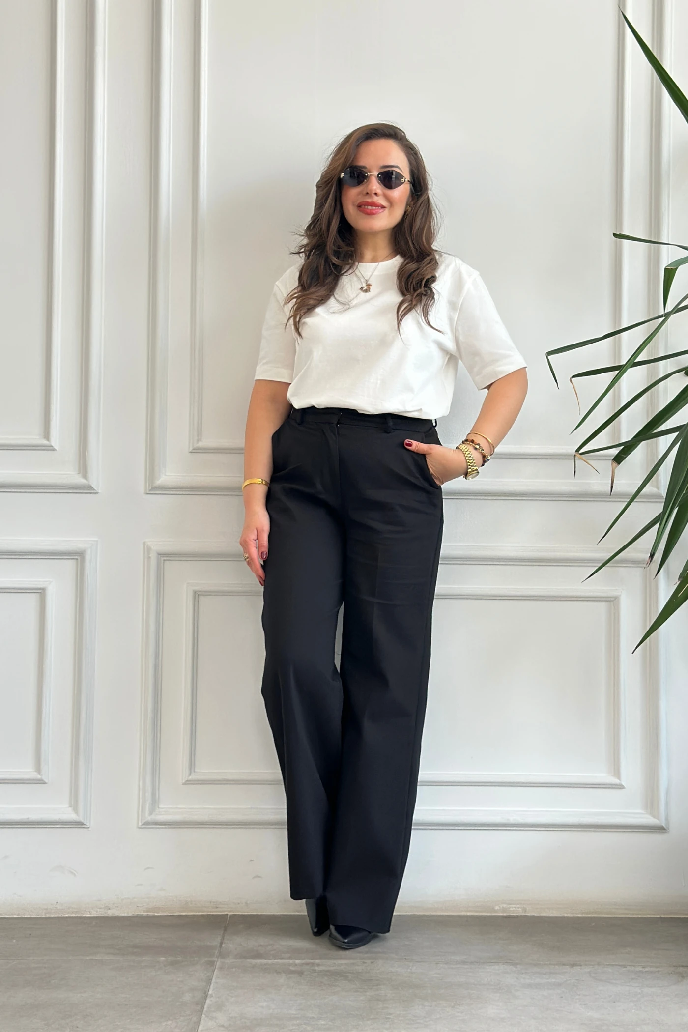 Bisiklet Yaka Kısa Kollu Düz T-Shirt - EKRU