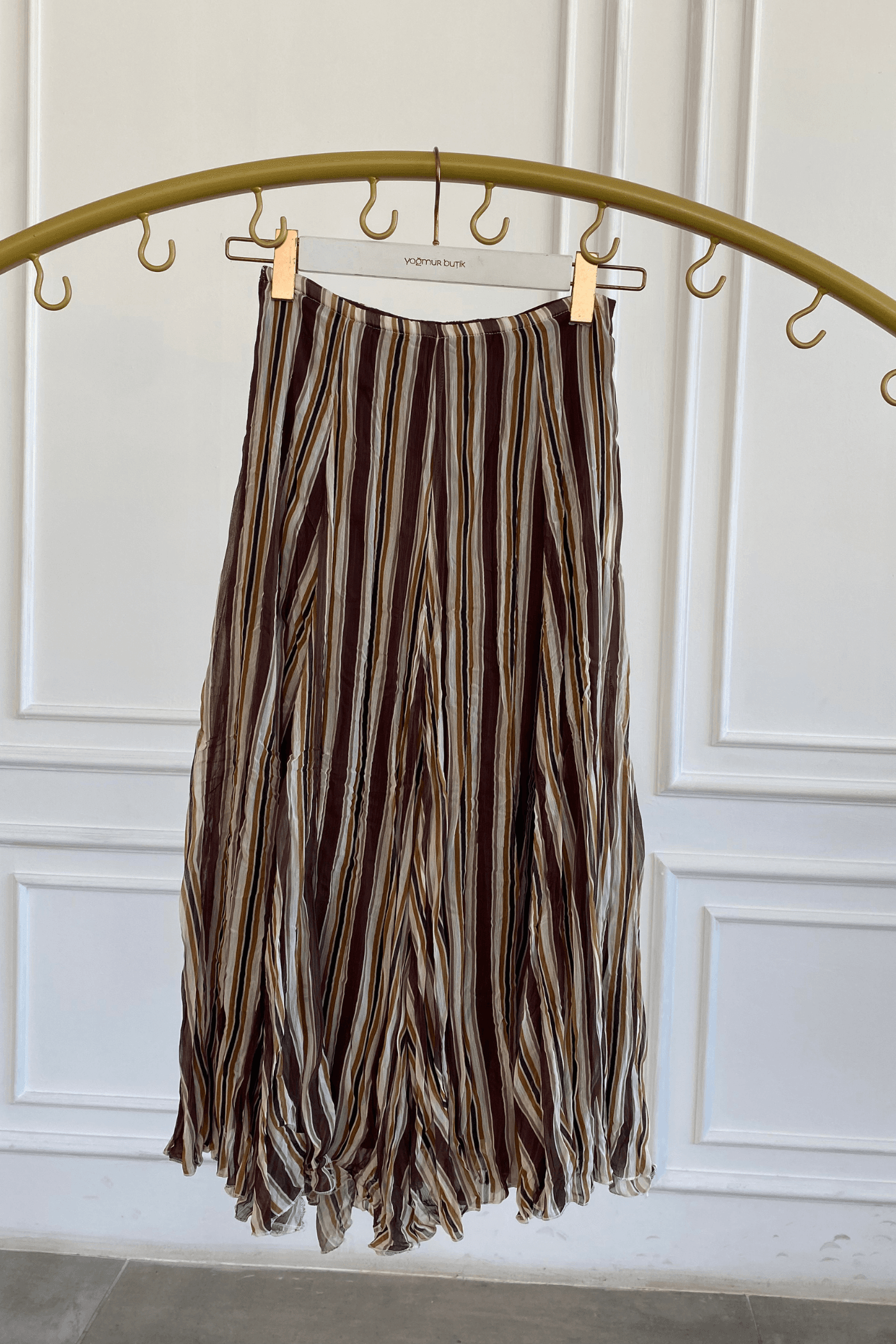 Çizgili Şifon Etek 