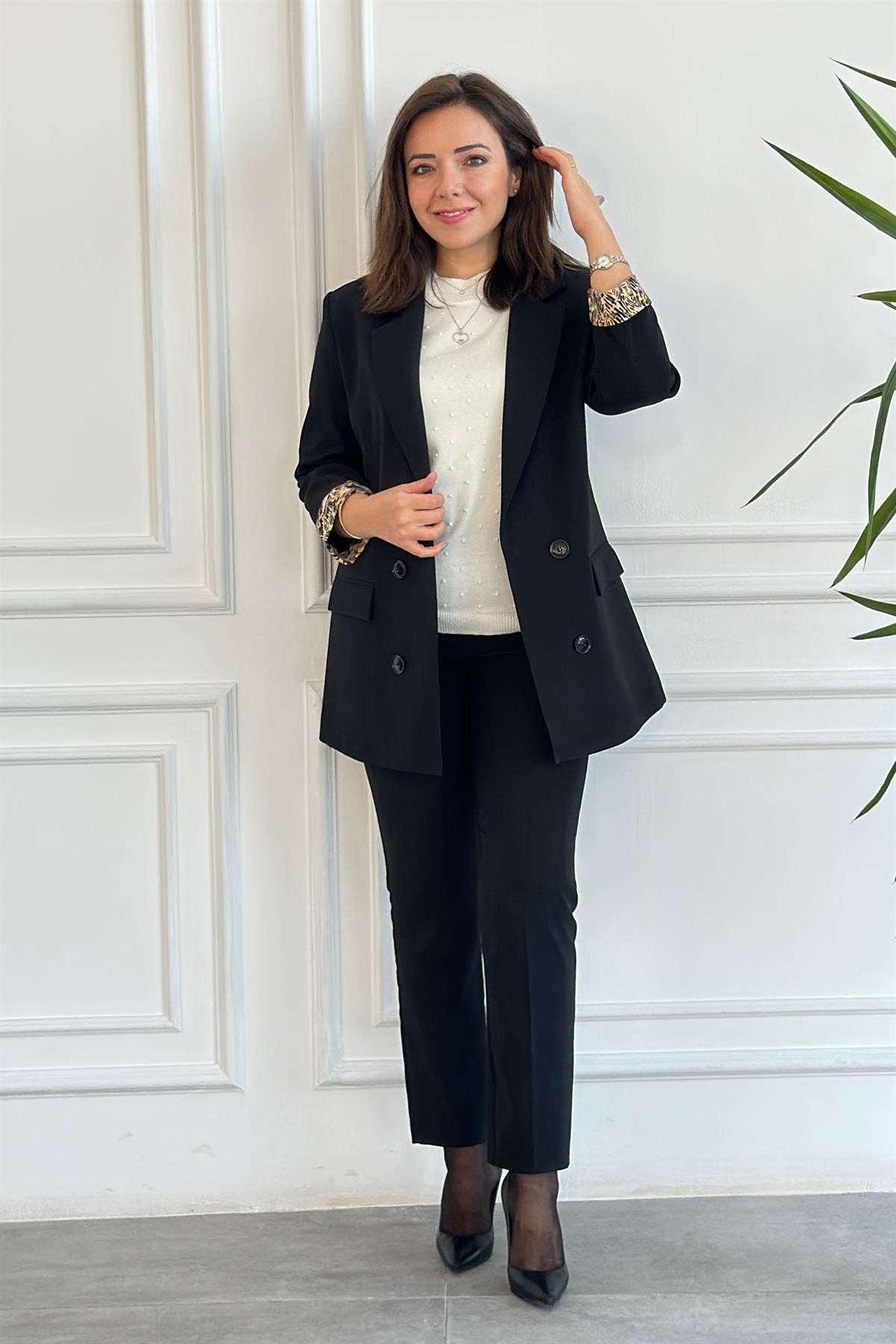 Manşetleri Ve Astarı Karışık Renkli Blazer Ceket