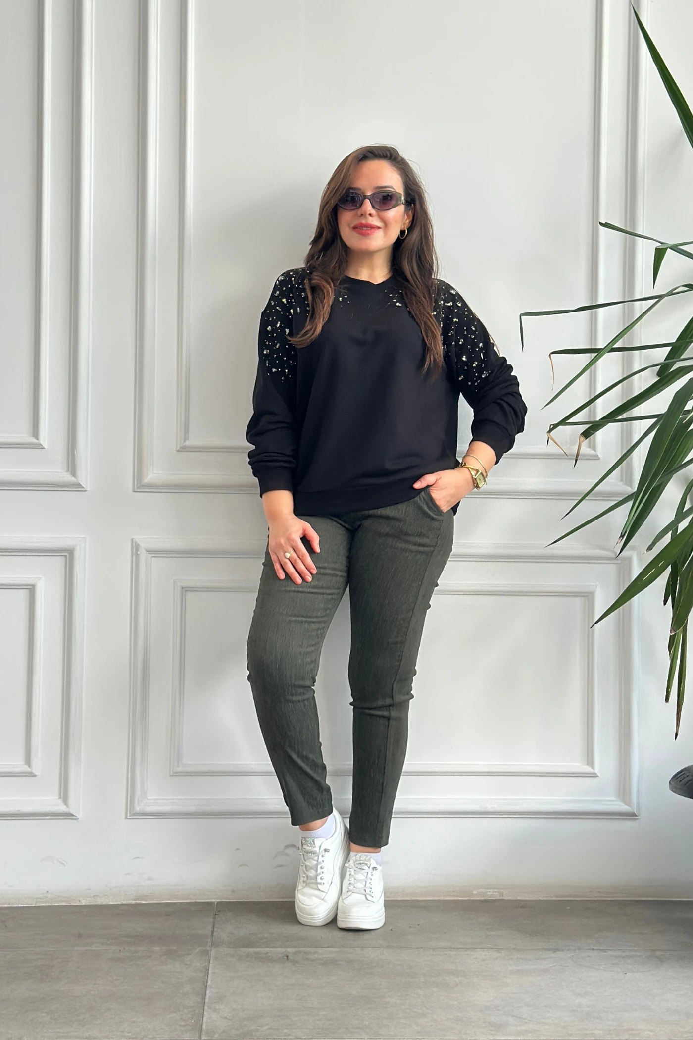 Beli Lastikli Kadife Pantolon