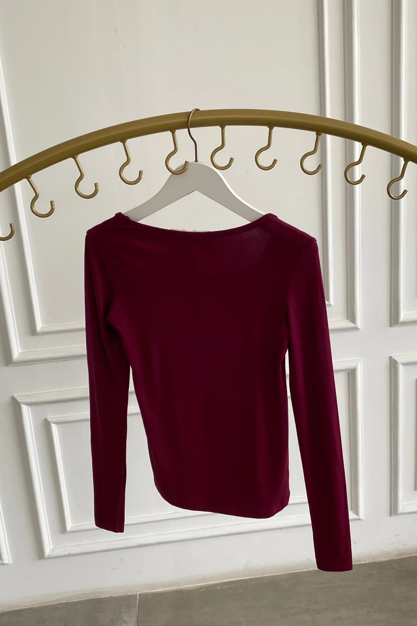 Kare Yaka Uzun Kollu Badi - BORDO