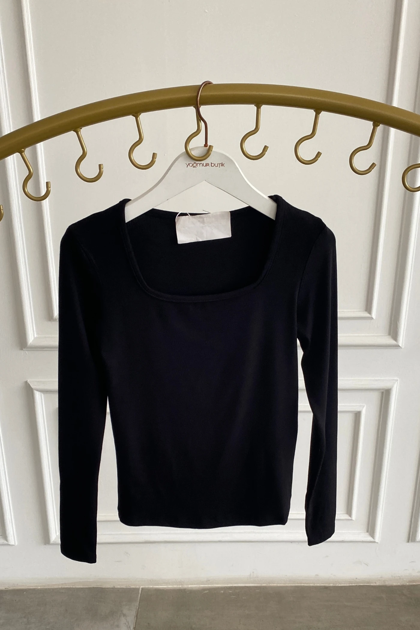 Kare Yaka Uzun Kollu Badi - SIYAH