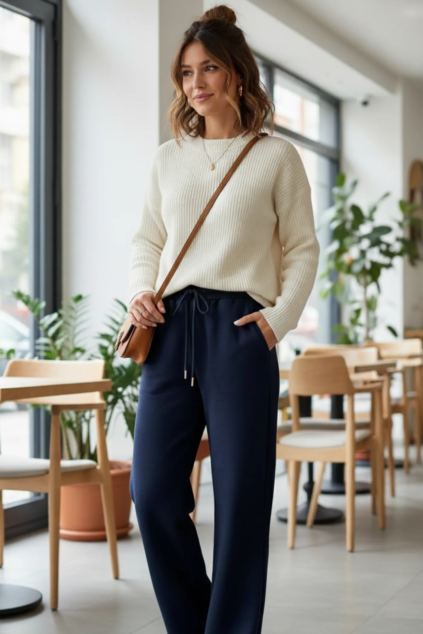 Beli Lastikli Bol Paça Eşofman Altı - LACIVERT