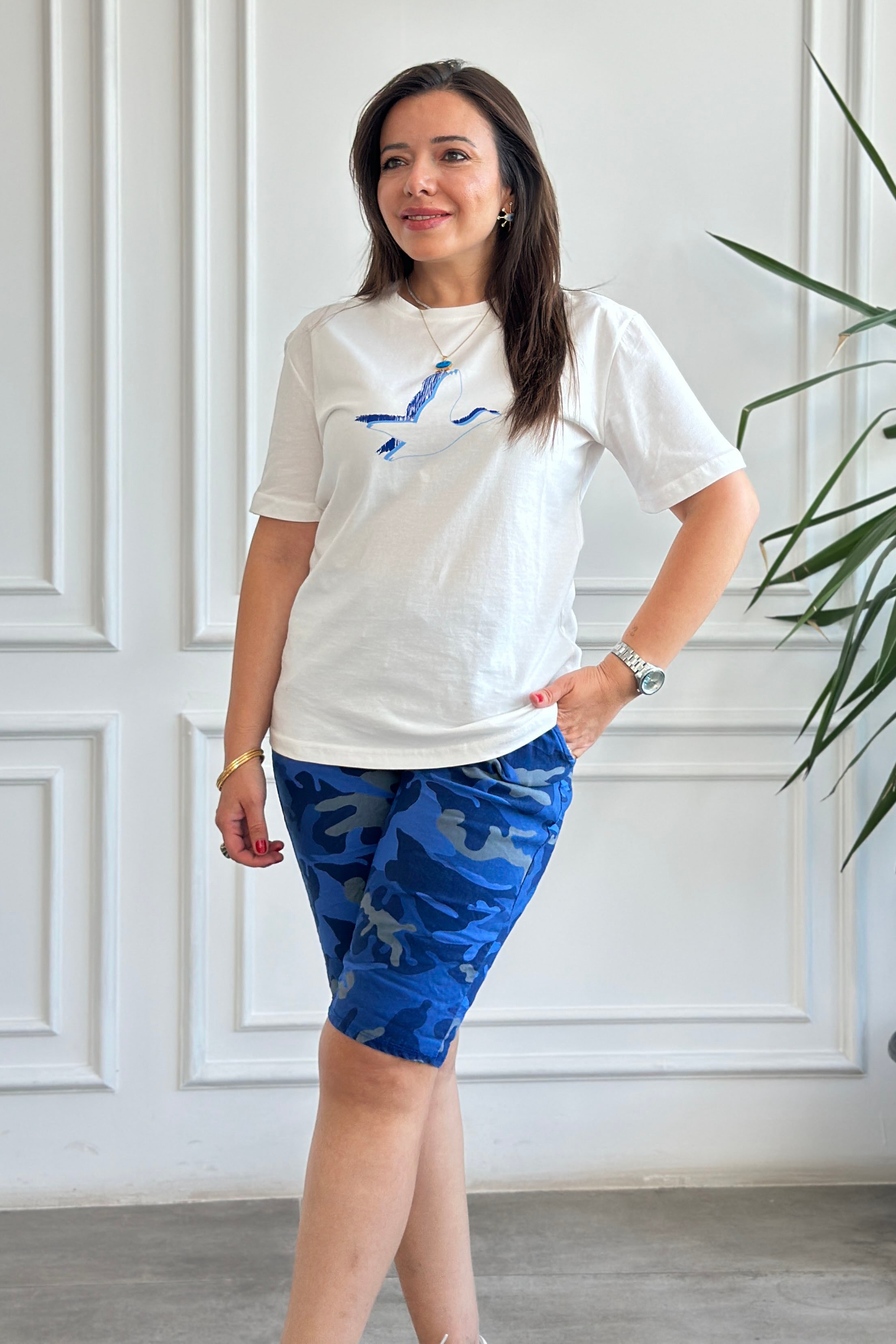 Kuş Baskılı T-Shirt 