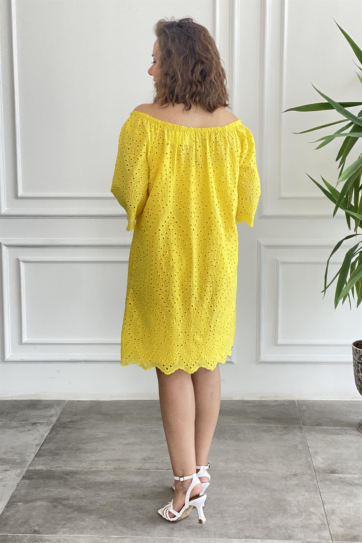 Fistolu Kısa Kollu Elbise