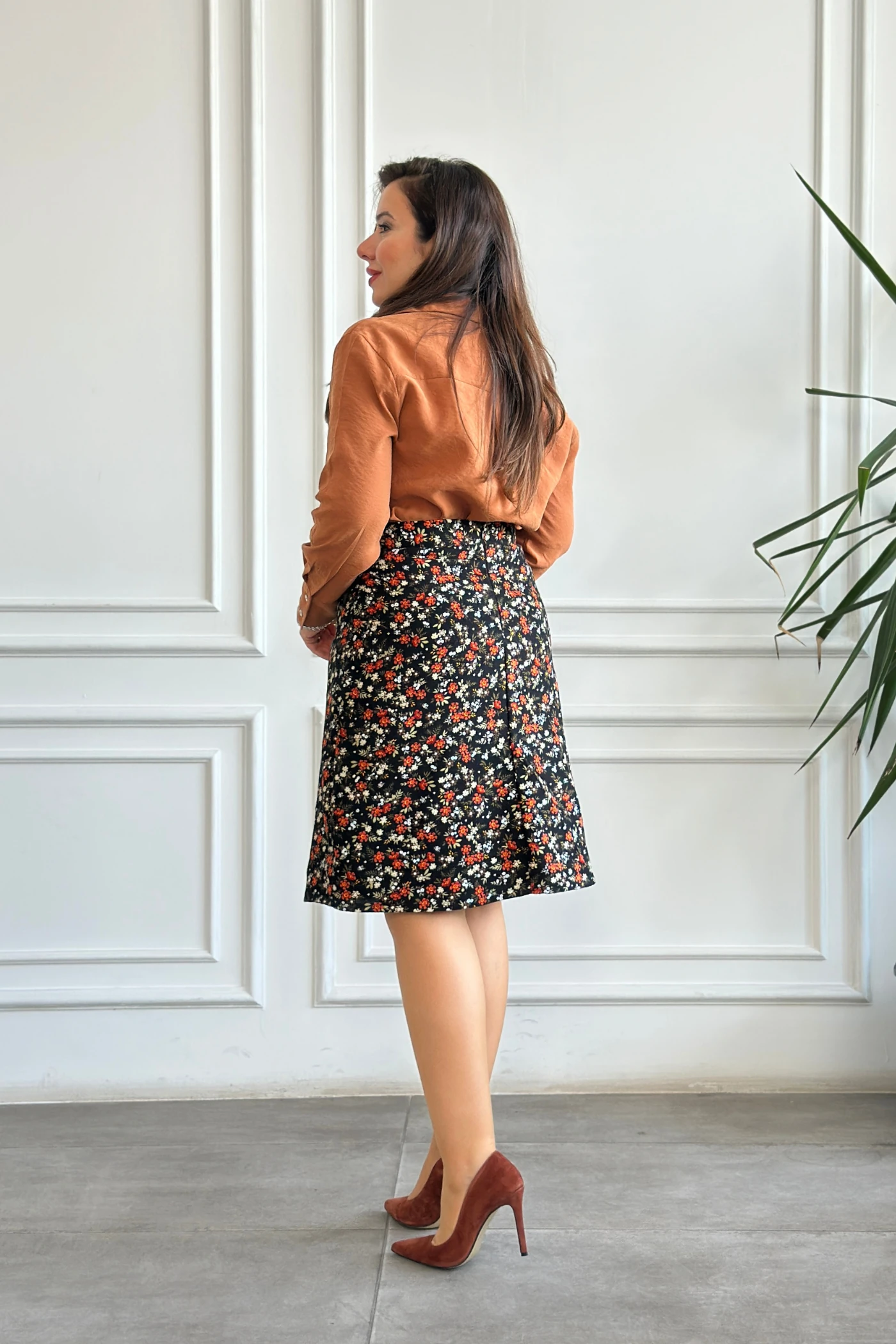 Kolları Çift Düğme Detaylı Modal Düz Gömlek