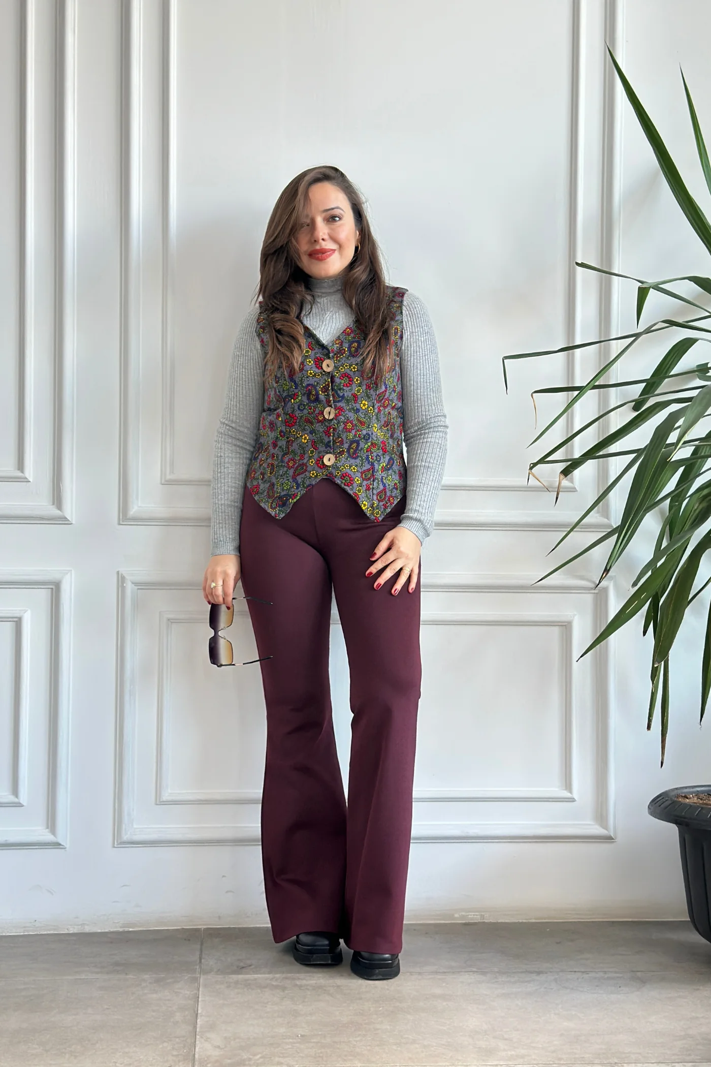 Desenli Pazen Yelek - ANTRASIT