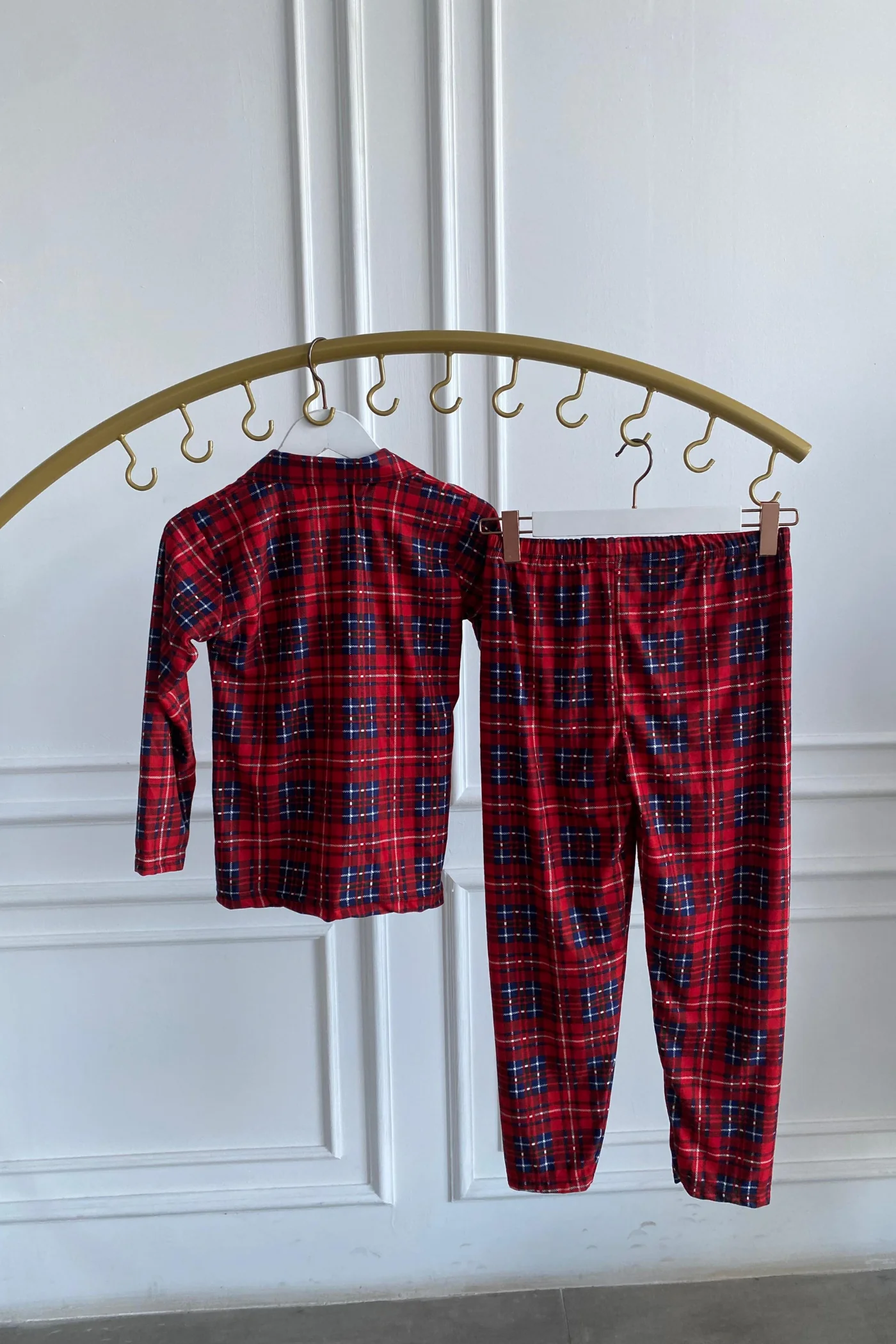 Çocuk Ekose Desenli Pijama Takımı