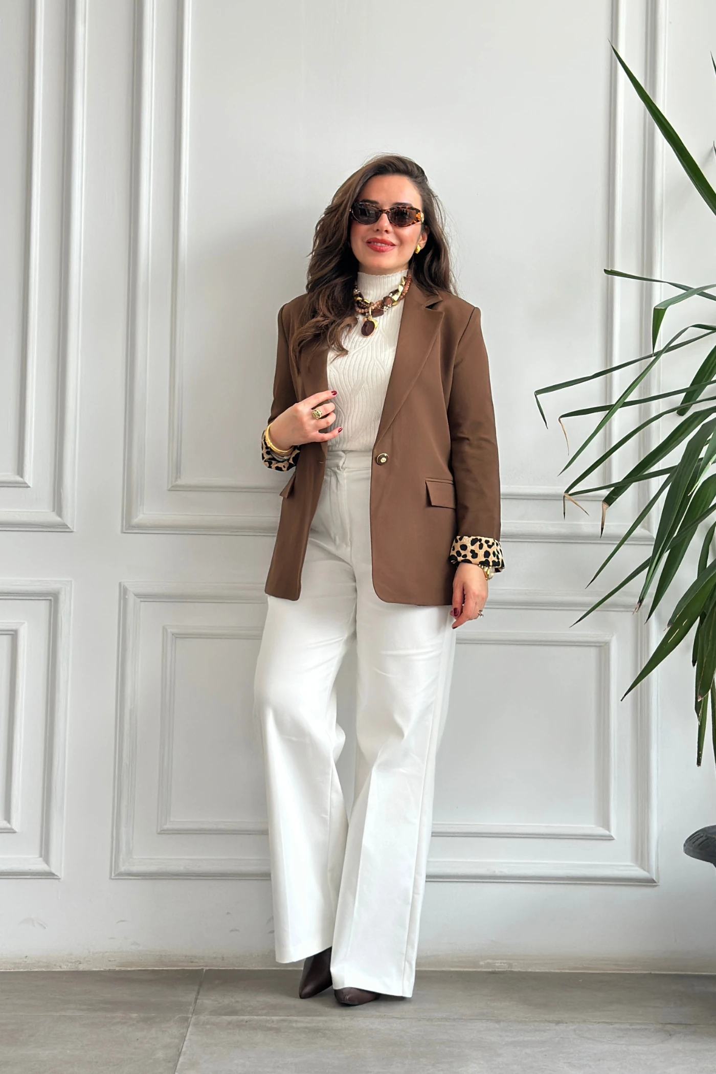 Leopar Garnili Blazer Ceket