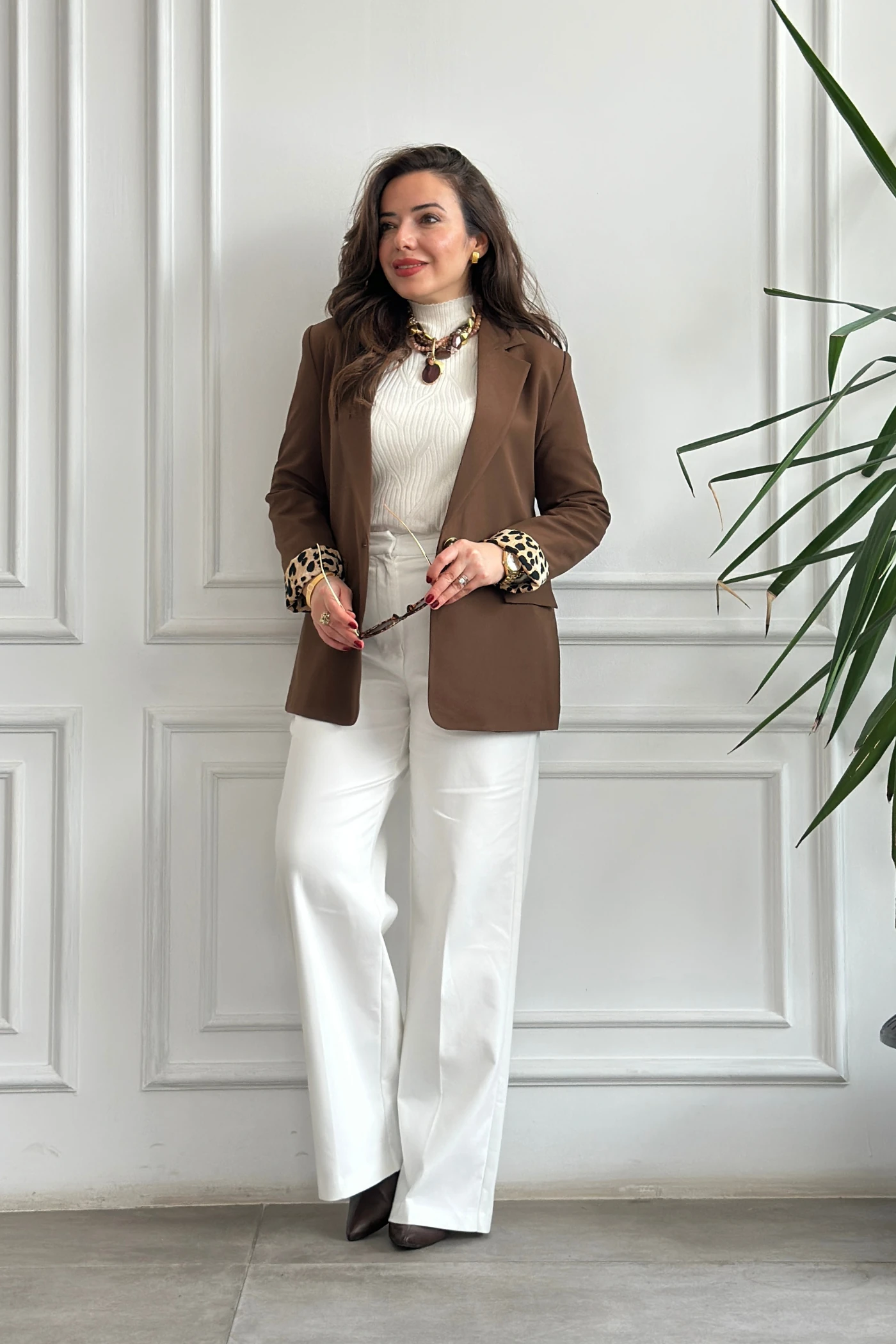Leopar Garnili Blazer Ceket