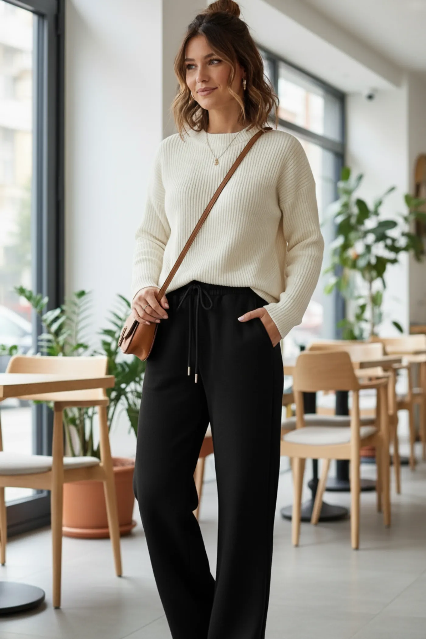 Beli Lastikli Bol Paça Eşofman Altı - SIYAH