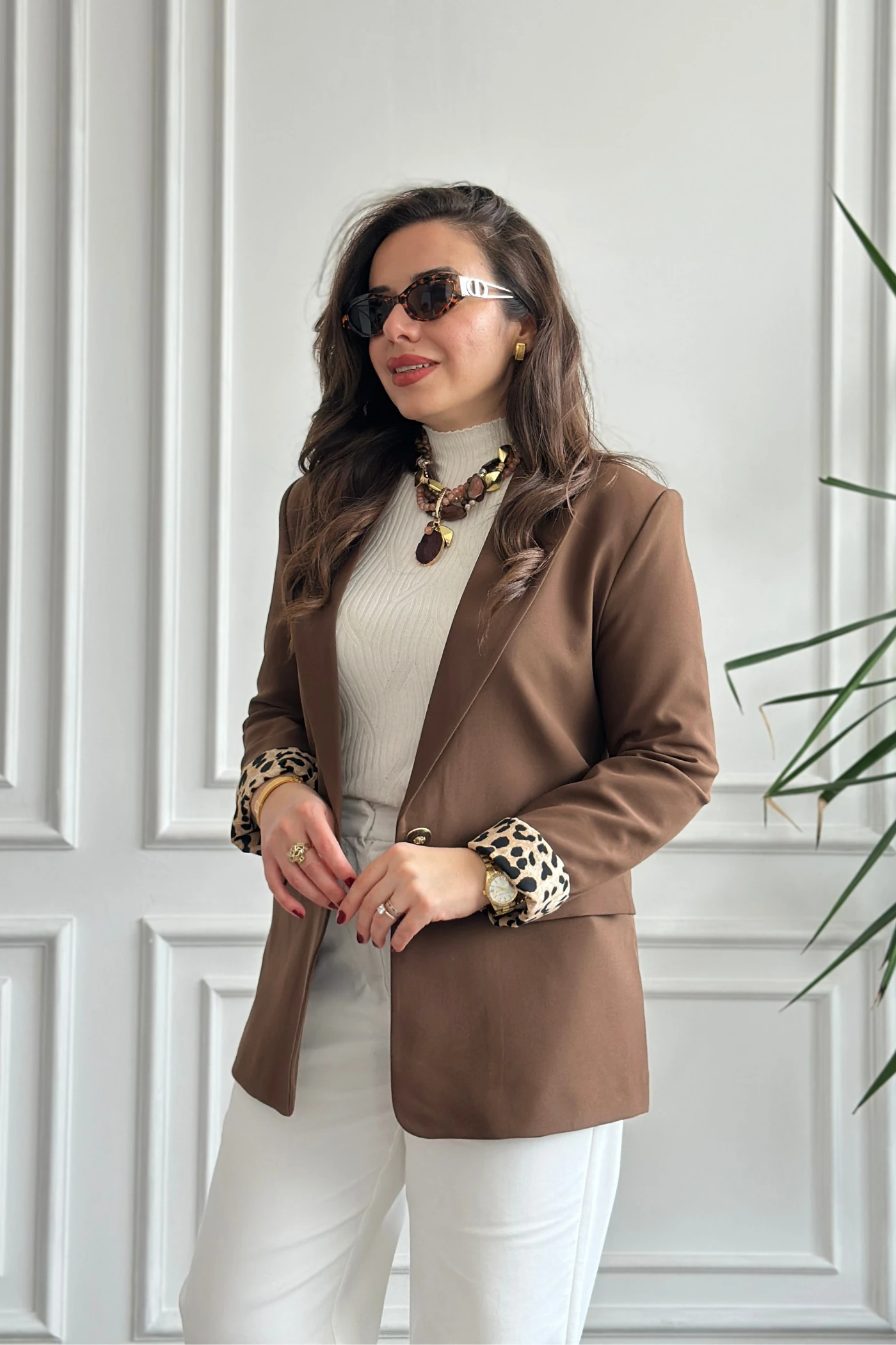Leopar Garnili Blazer Ceket