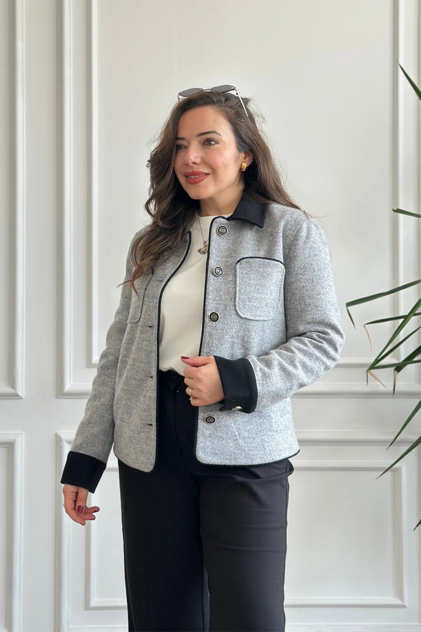 Dört Cepli Düğmeli Kaşe Ceket