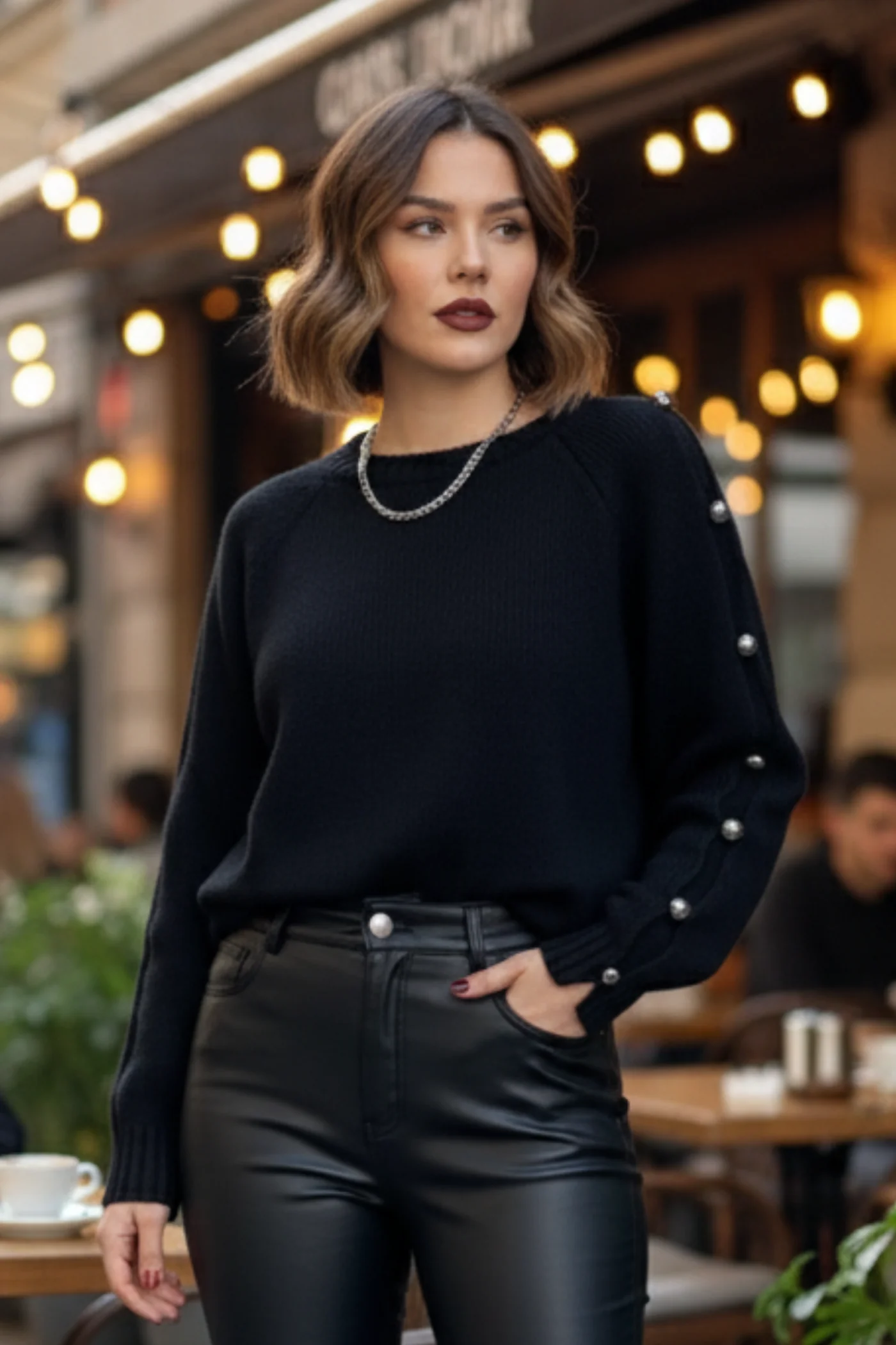 Kol Detaylı Triko Kazak