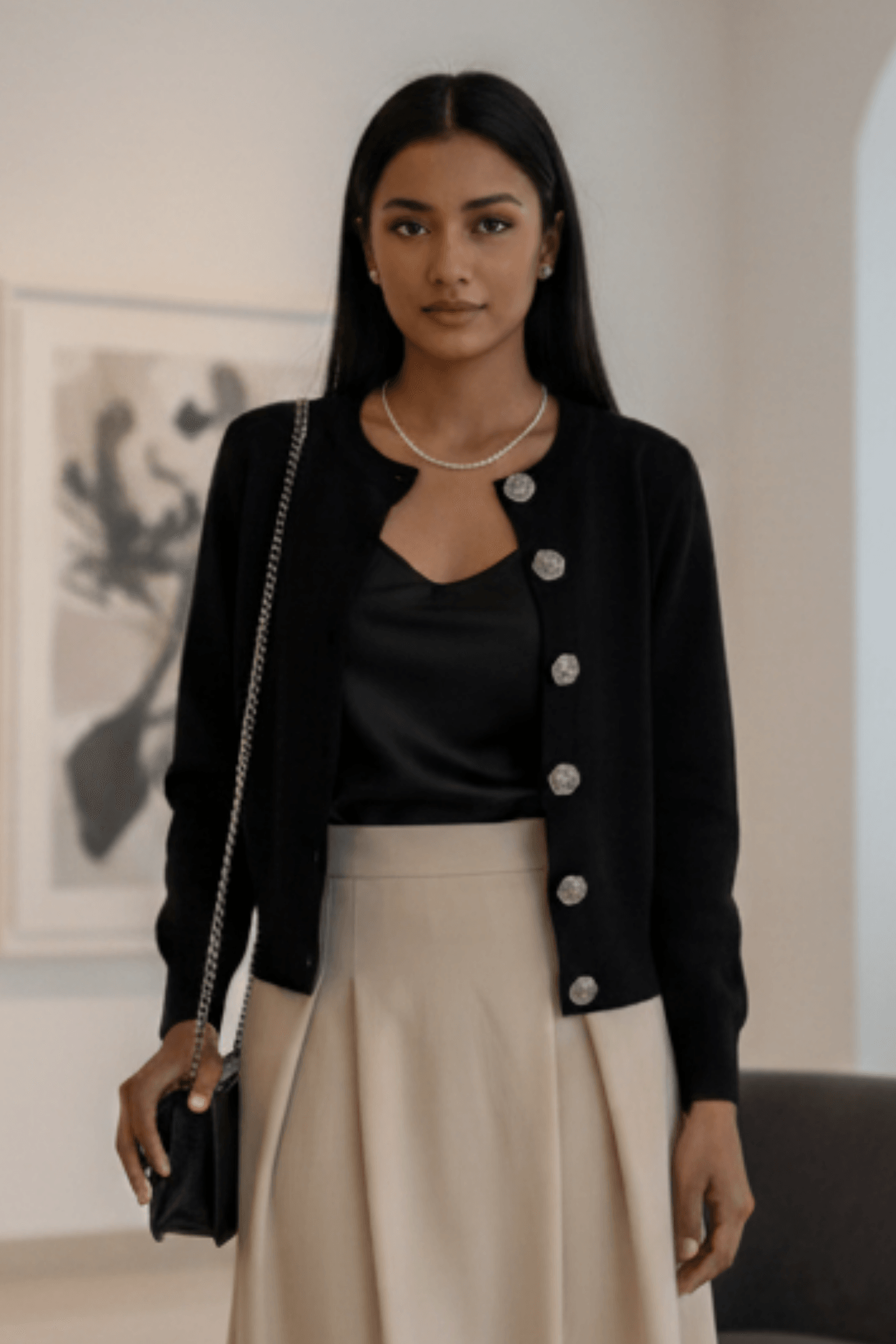 Önden Düğme Detaylı Triko Ceket