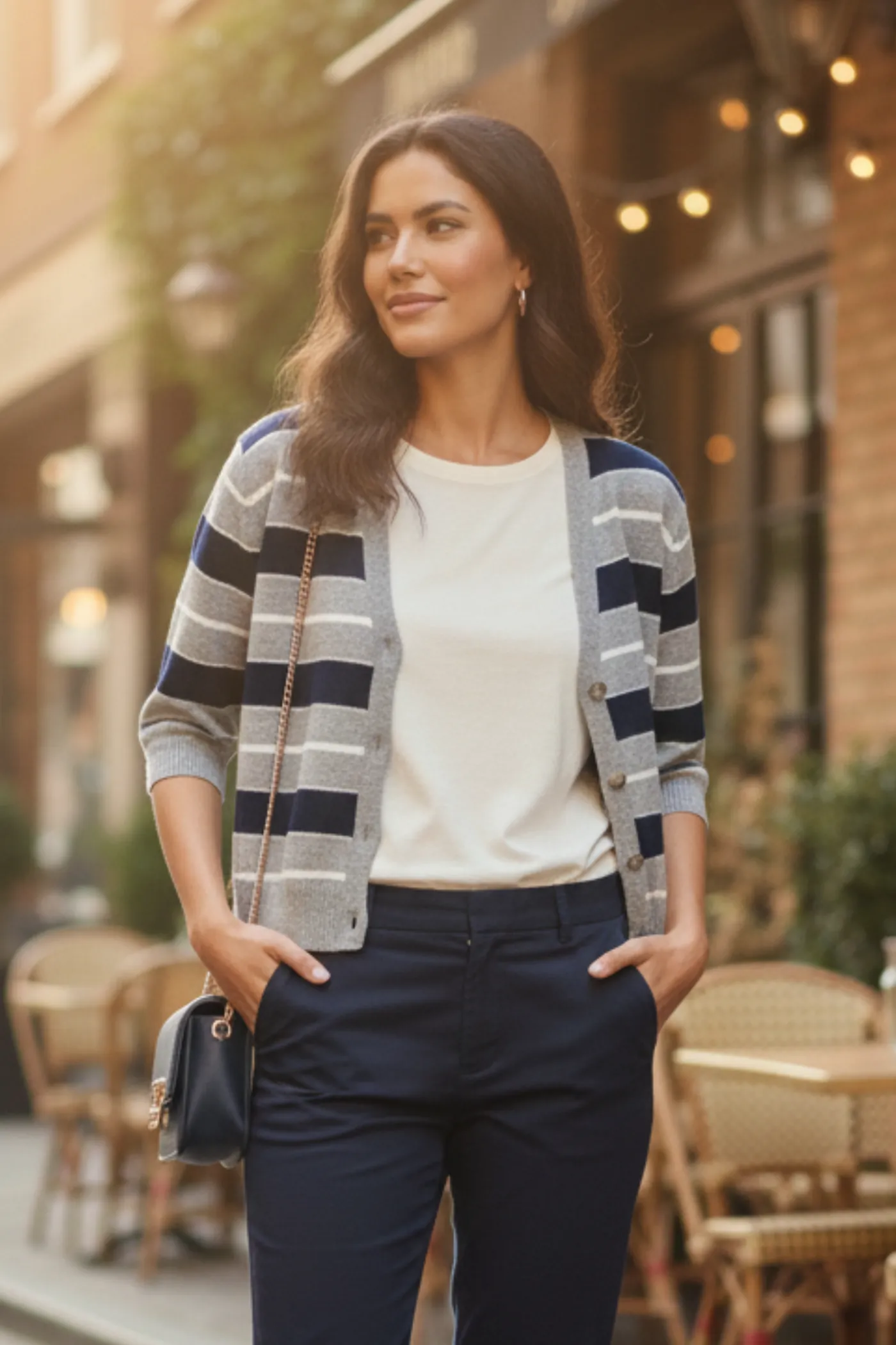 Kalın Çizgili Triko Ceket