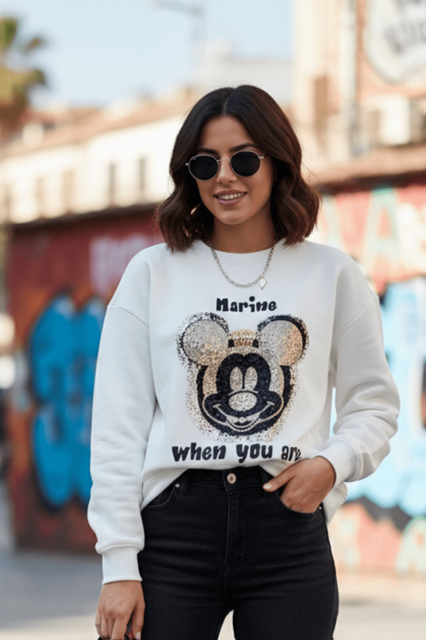 Mickey Mause Baskılı Sweat 