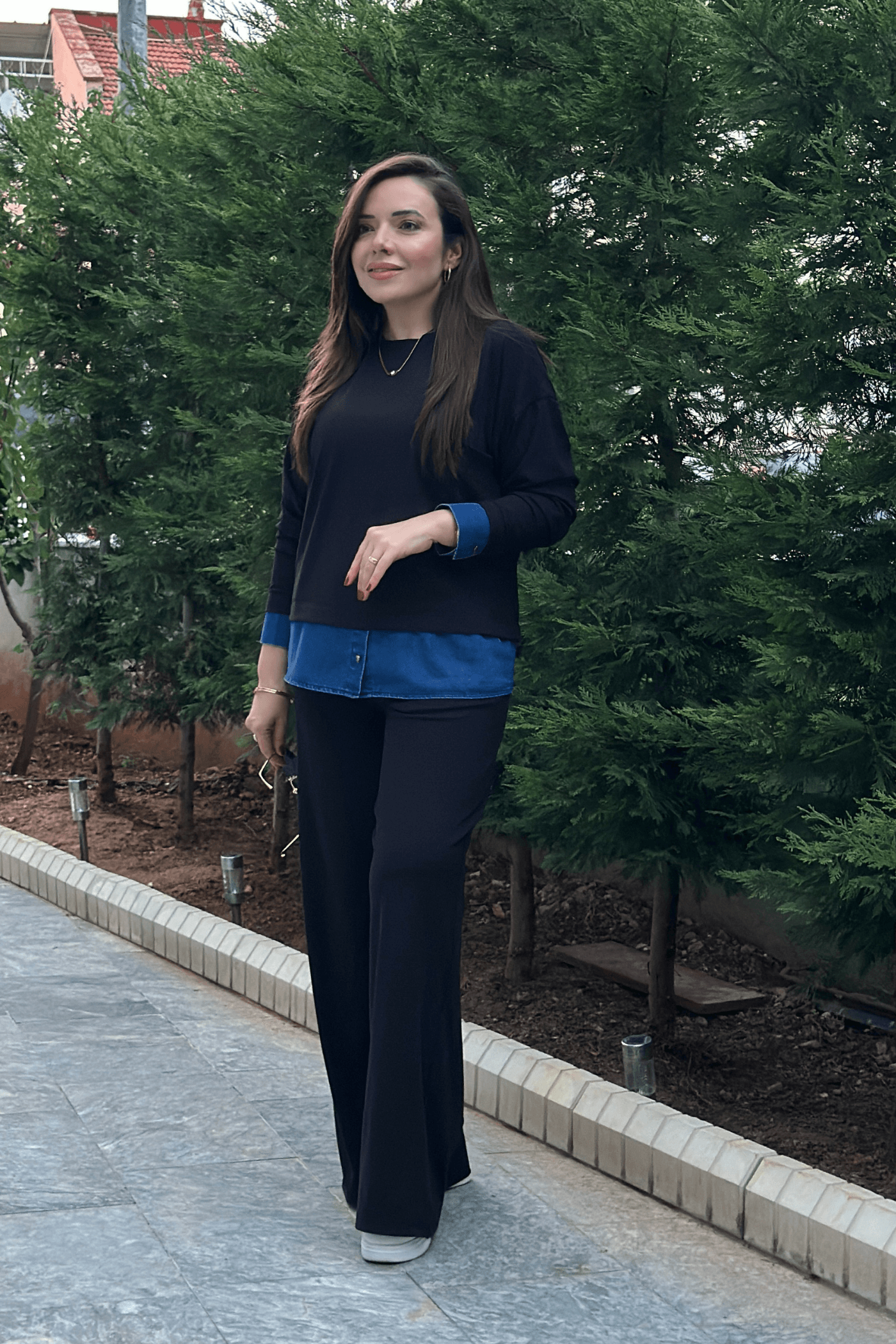 Etek Ucu Kot Detaylı Pantolonlu Takım