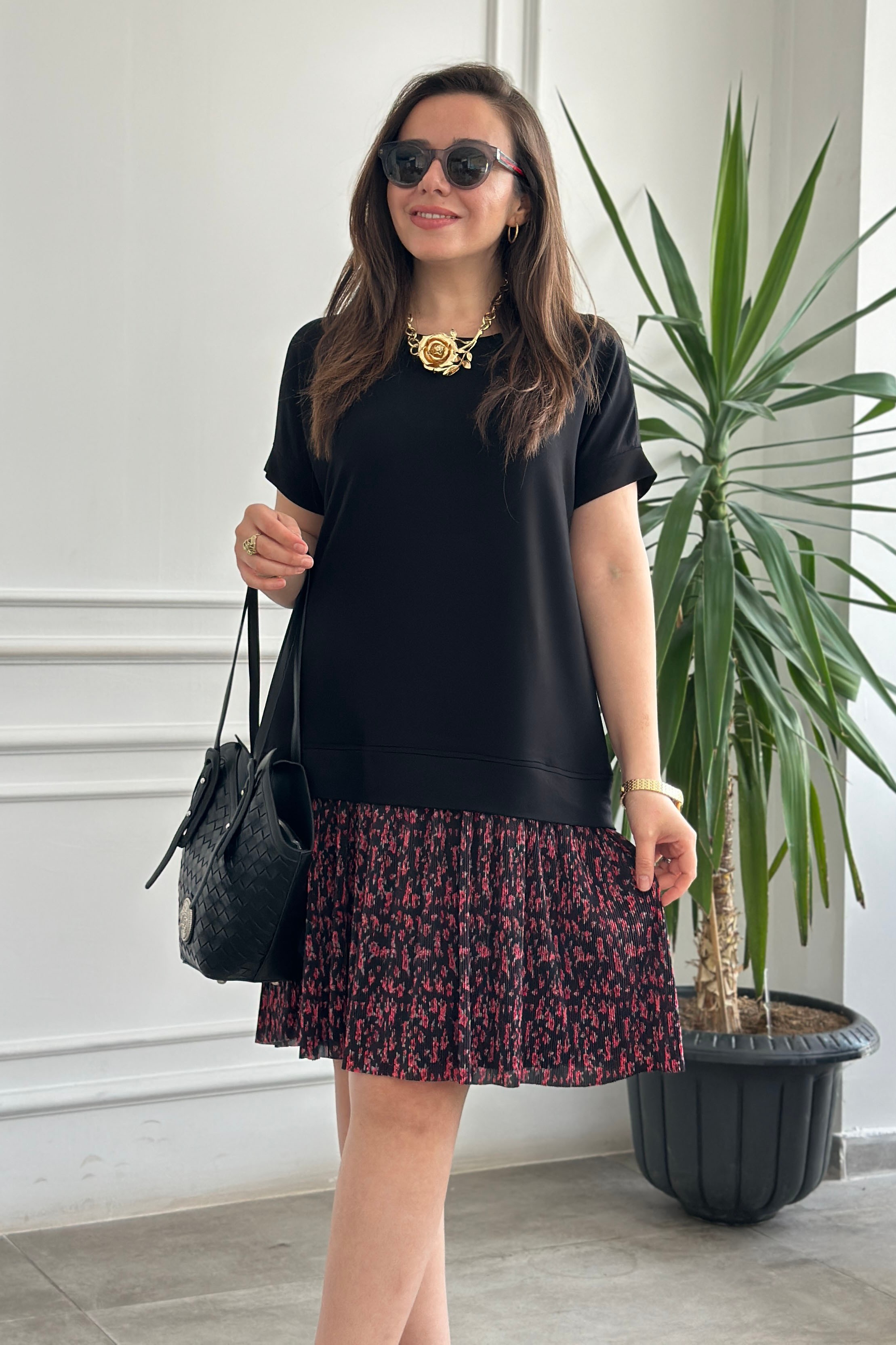 Çiçek Pilise Detaylı Sweat Elbise