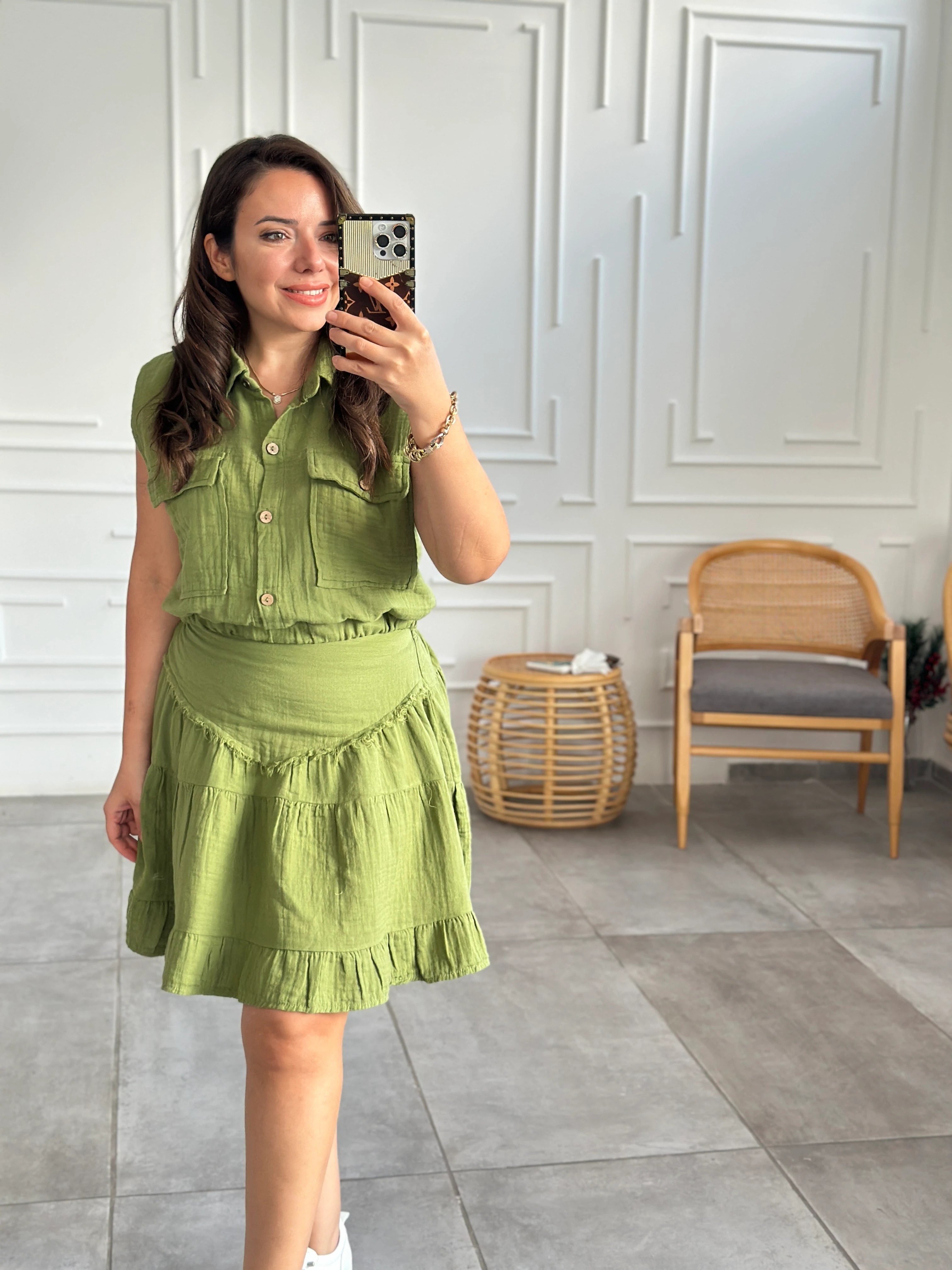 Pis Dikiş Müslin Etek - HAKI