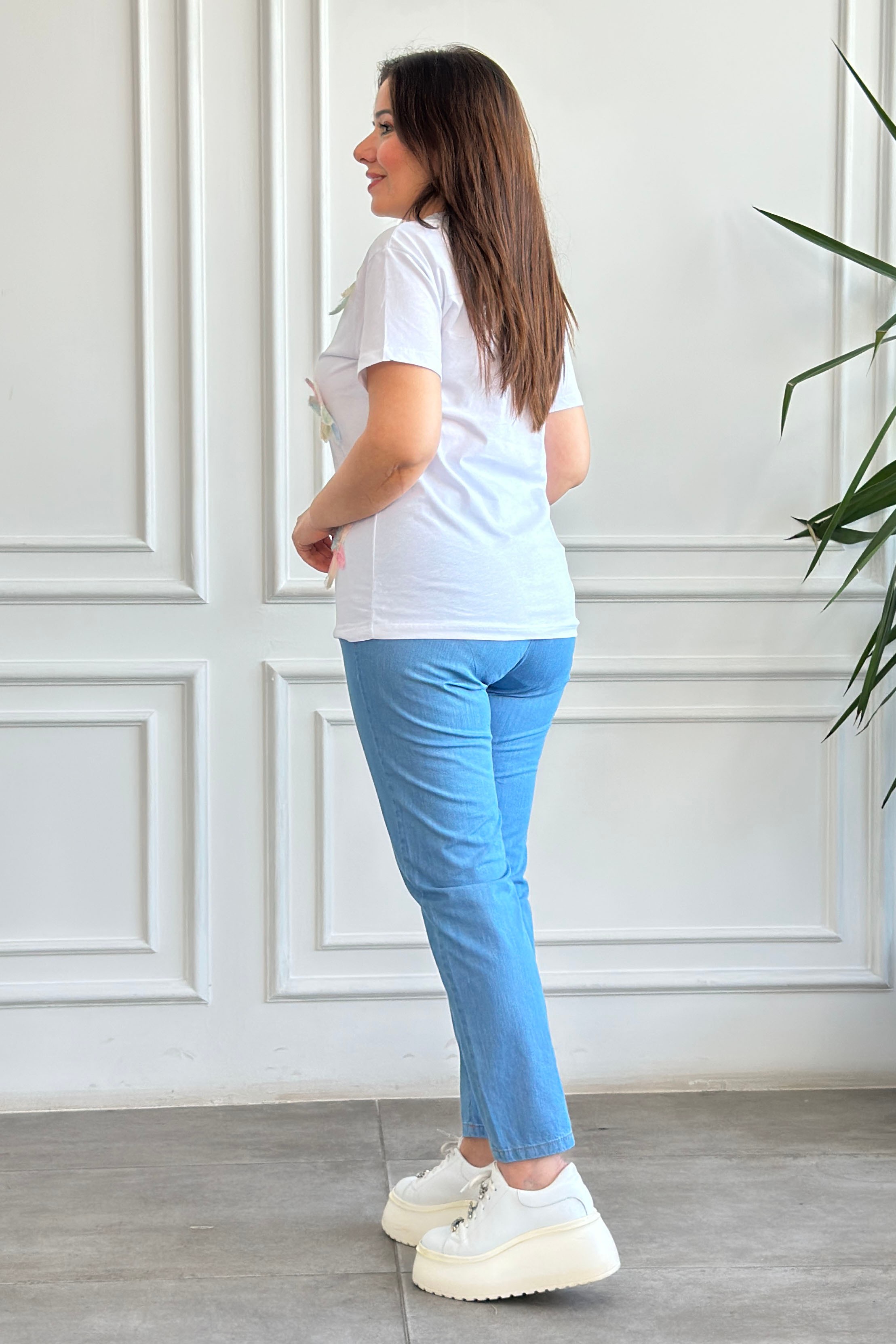 Beli Lastikli Spor Pantolon  - MAVI
