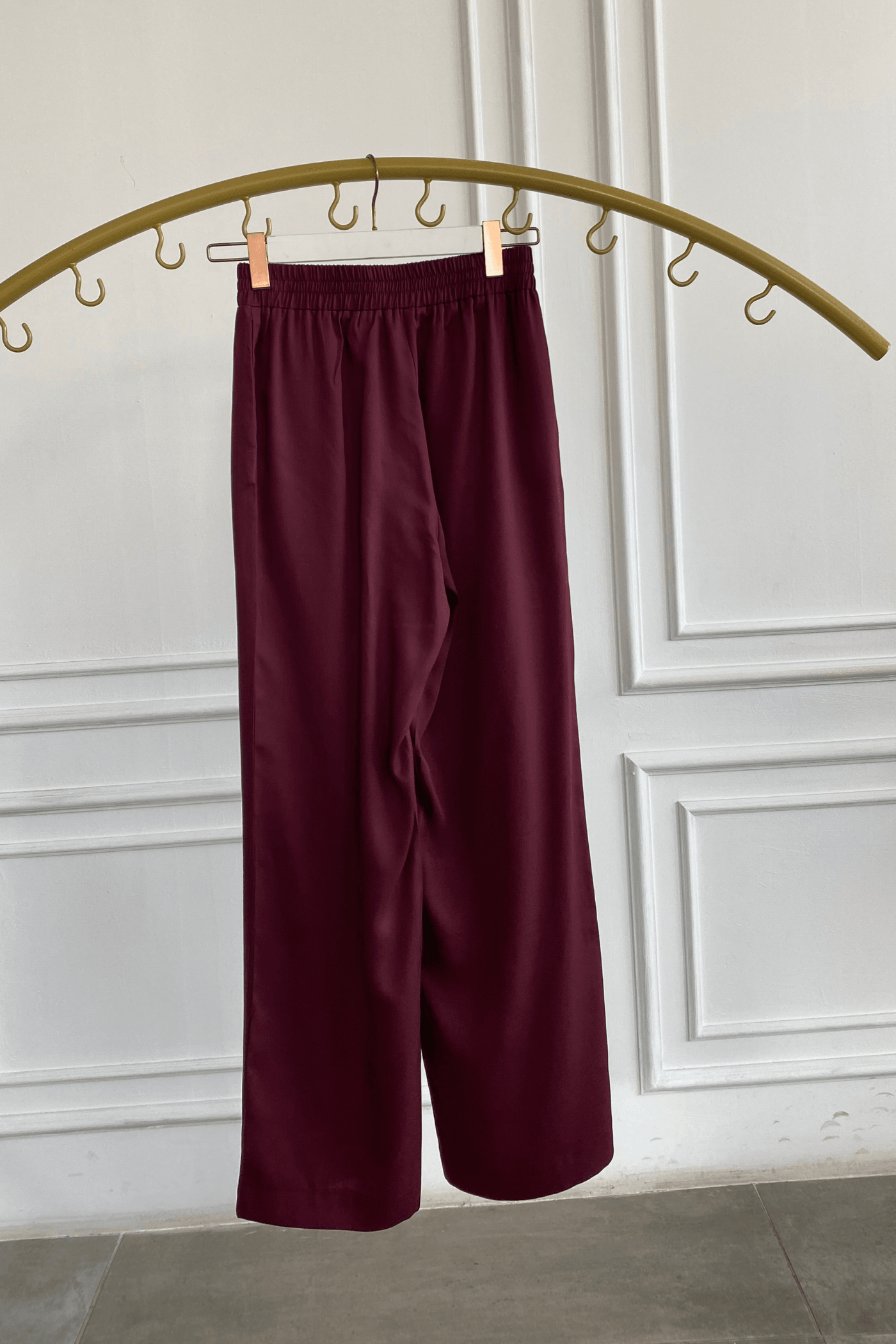 Beli Lastikli Bol Paça Tensel Pantolon