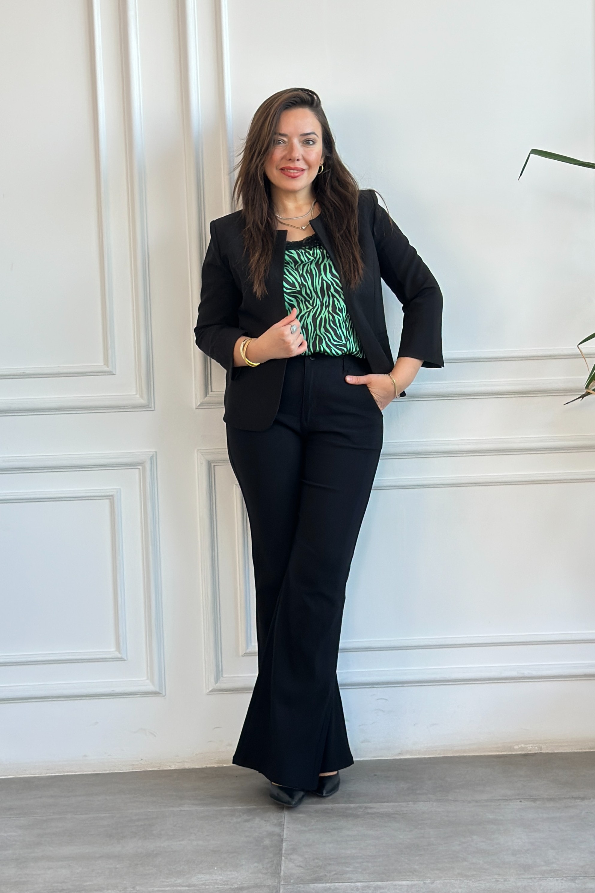 Beli Lastikli İspanyol Paça Pantolon