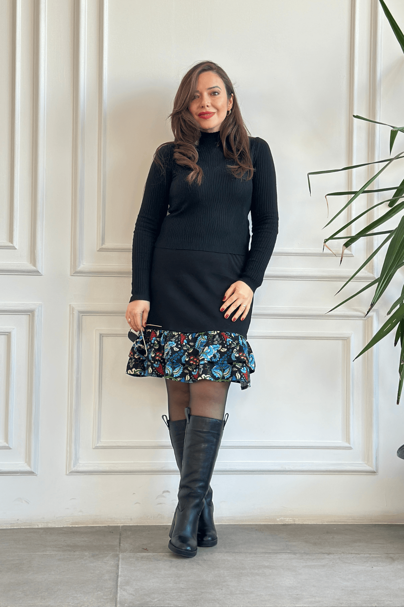 Etek Ucu Pazen Etek - SIYAH MAVI