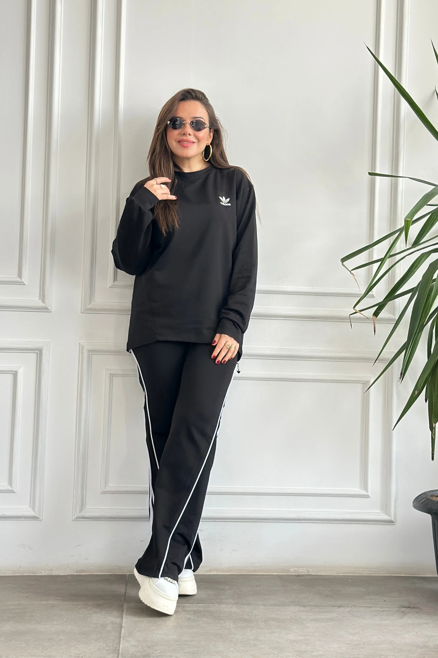 Arkası Ve Paçası Fermuar Detaylı Eşofman Takımı - SIYAH