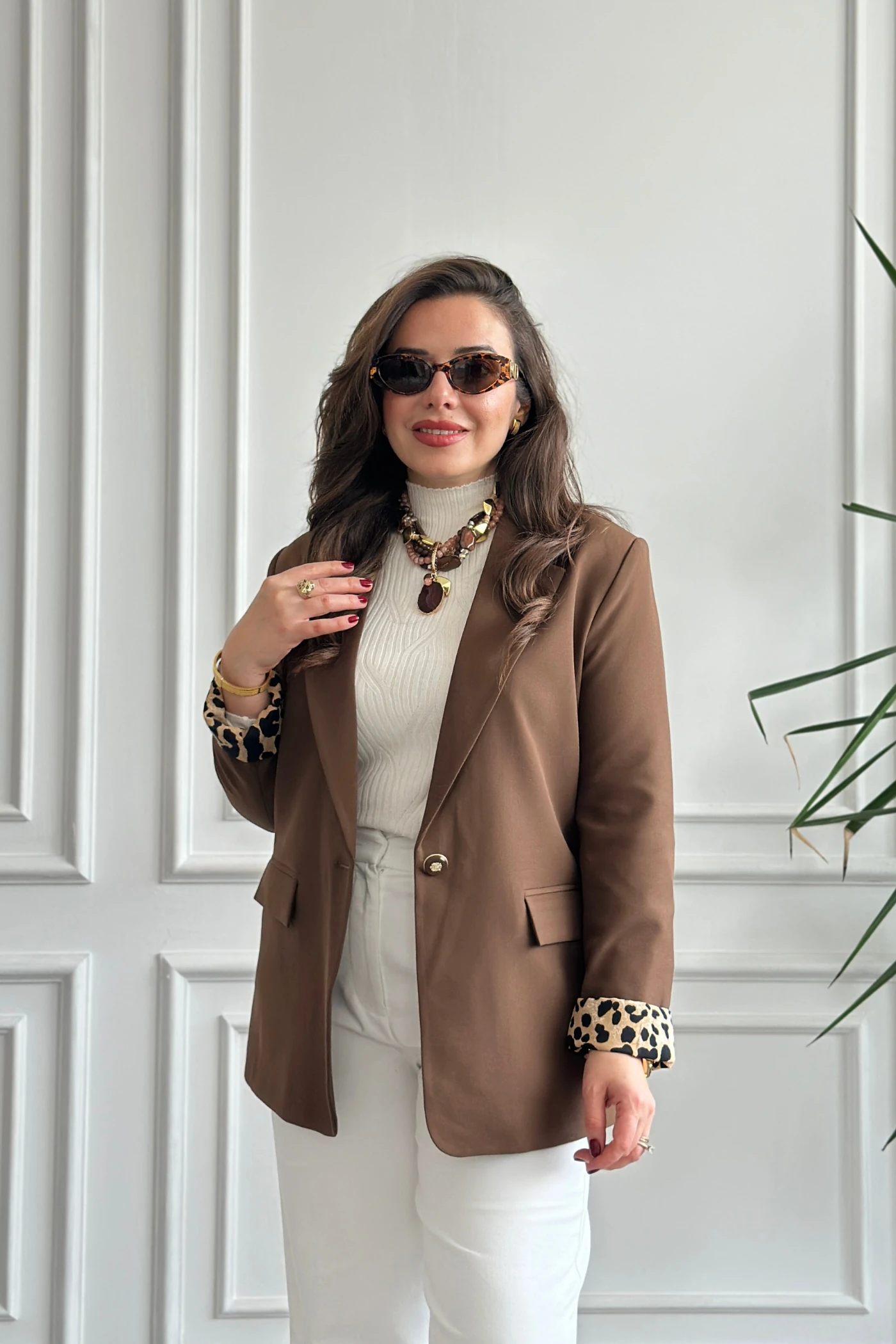 Leopar Garnili Blazer Ceket