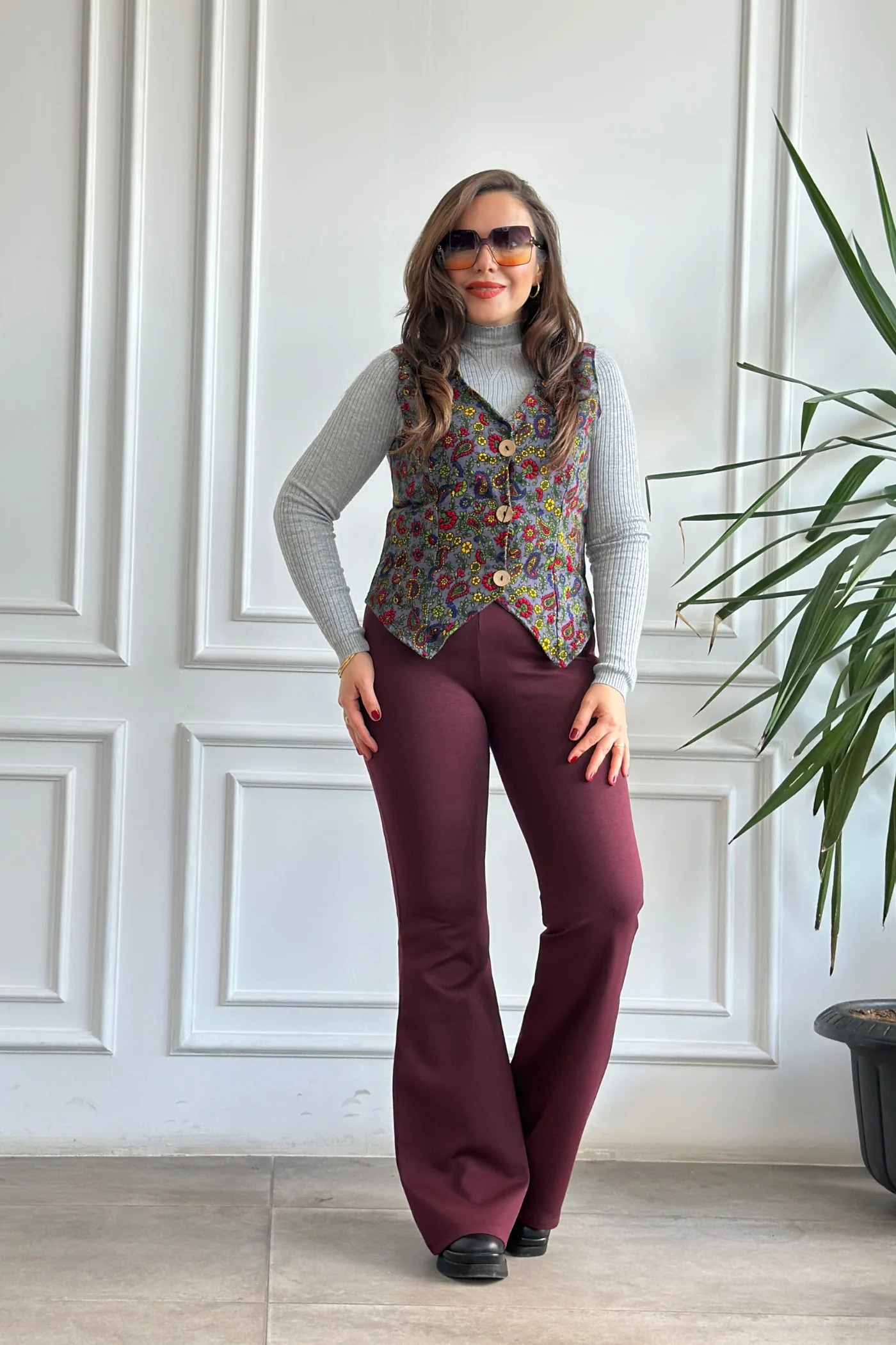 Desenli Pazen Yelek - ANTRASIT