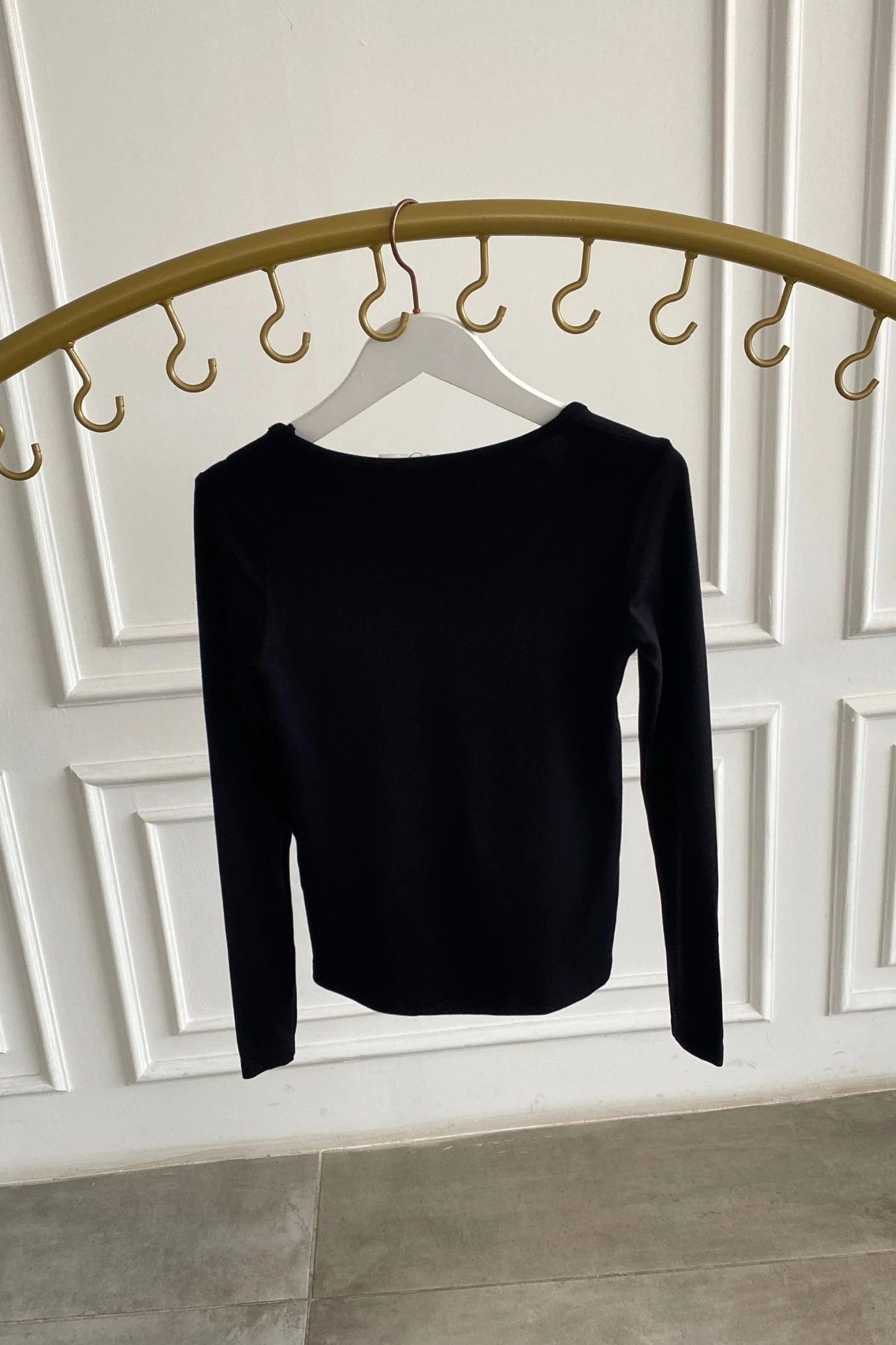 Kare Yaka Uzun Kollu Badi - SIYAH