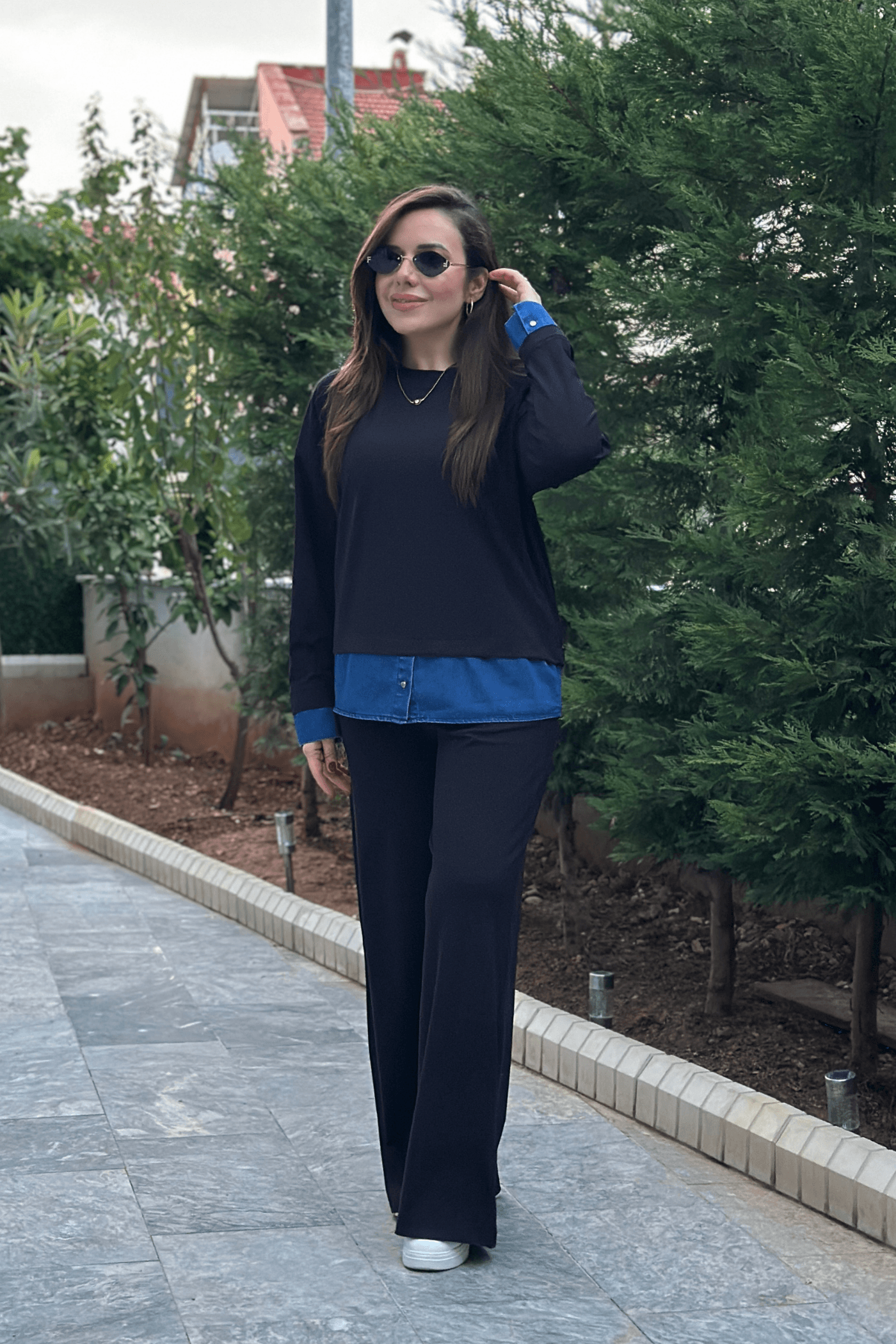 Etek Ucu Kot Detaylı Pantolonlu Takım