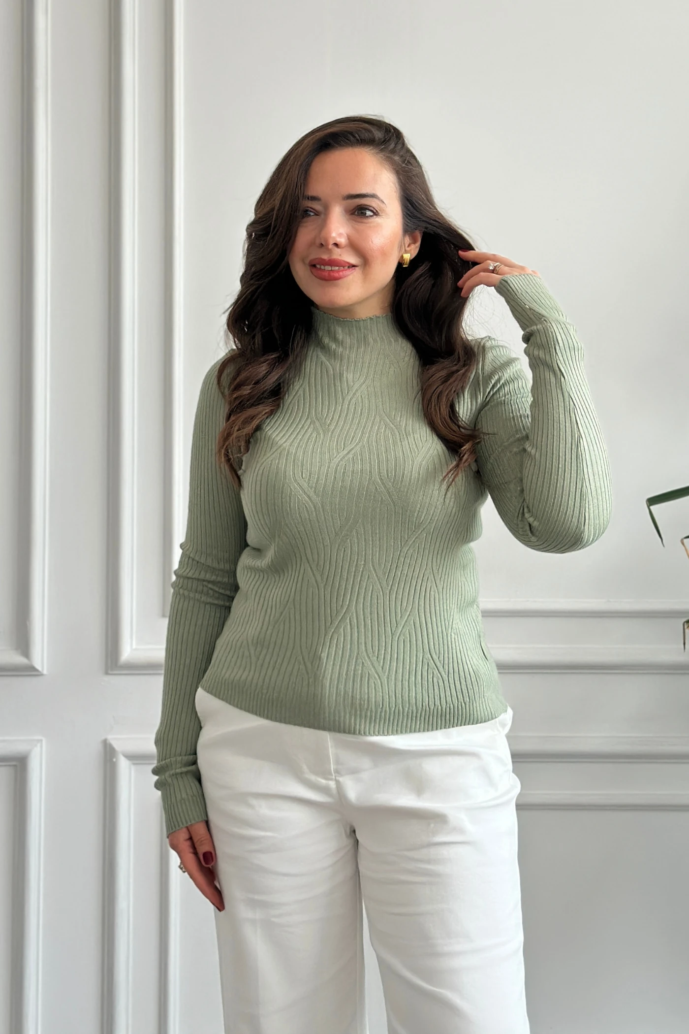 Yarım Balıkçı Fitilli Triko - MINT