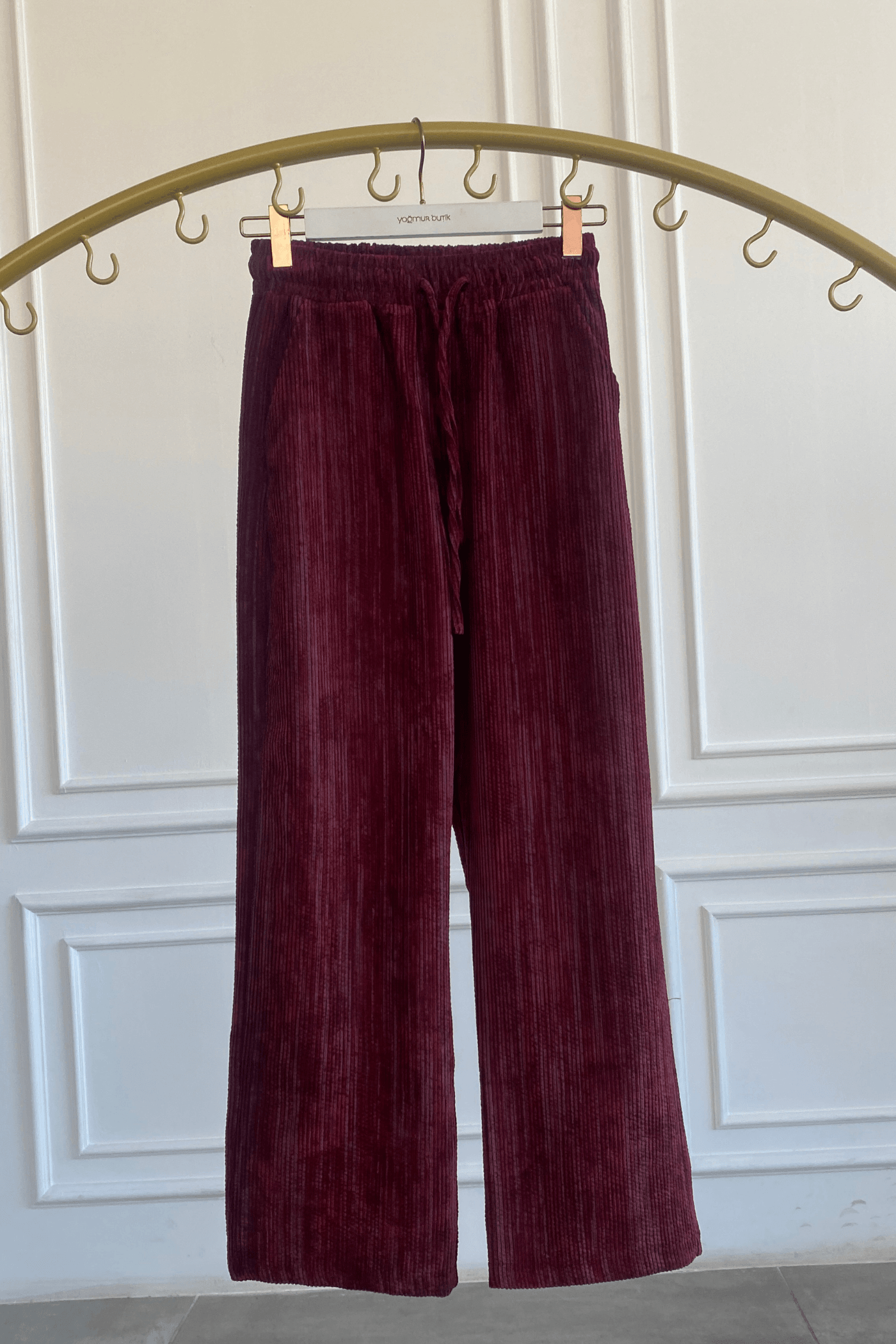 Kadife Fitilli Bol Paça Pantolon