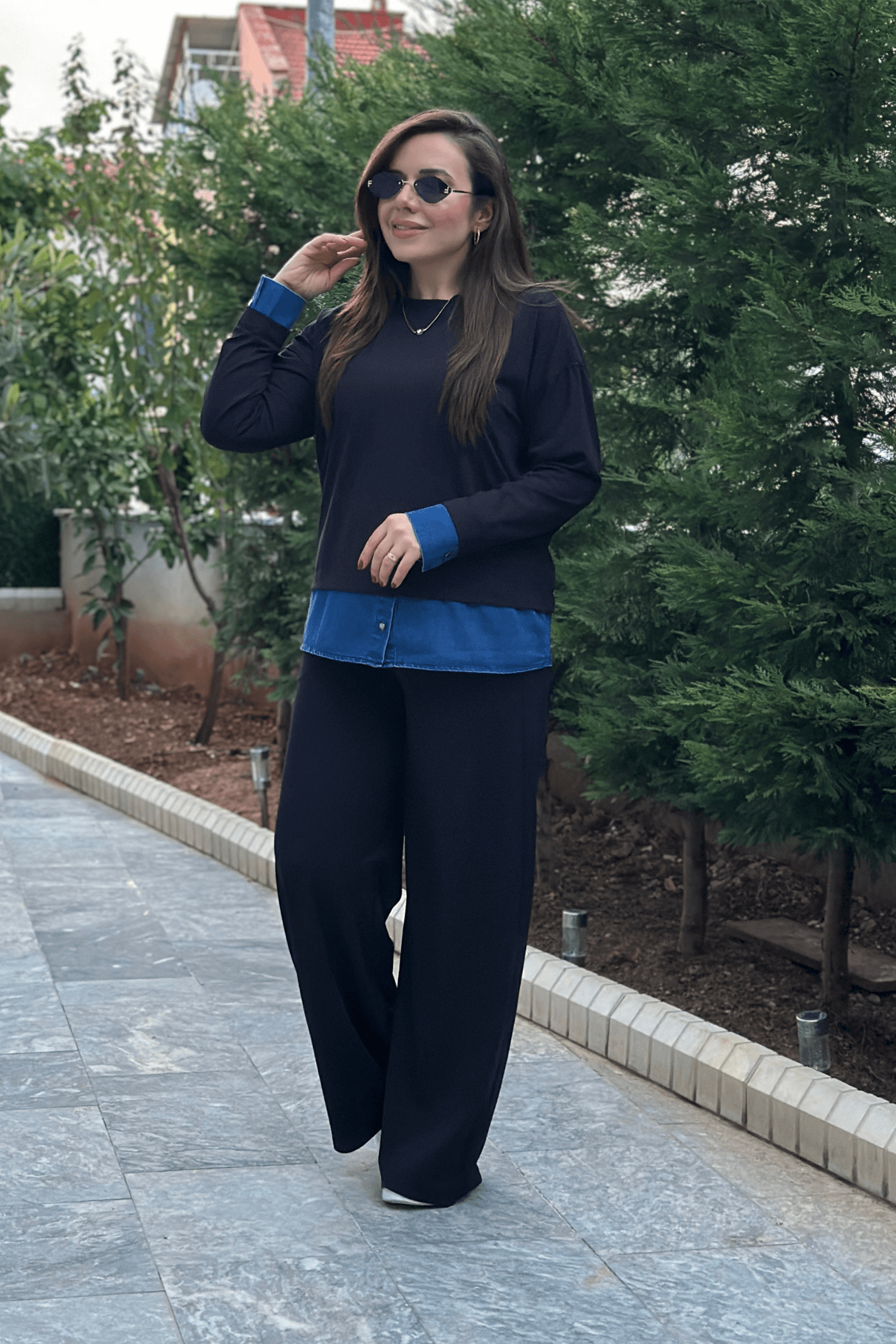 Etek Ucu Kot Detaylı Pantolonlu Takım