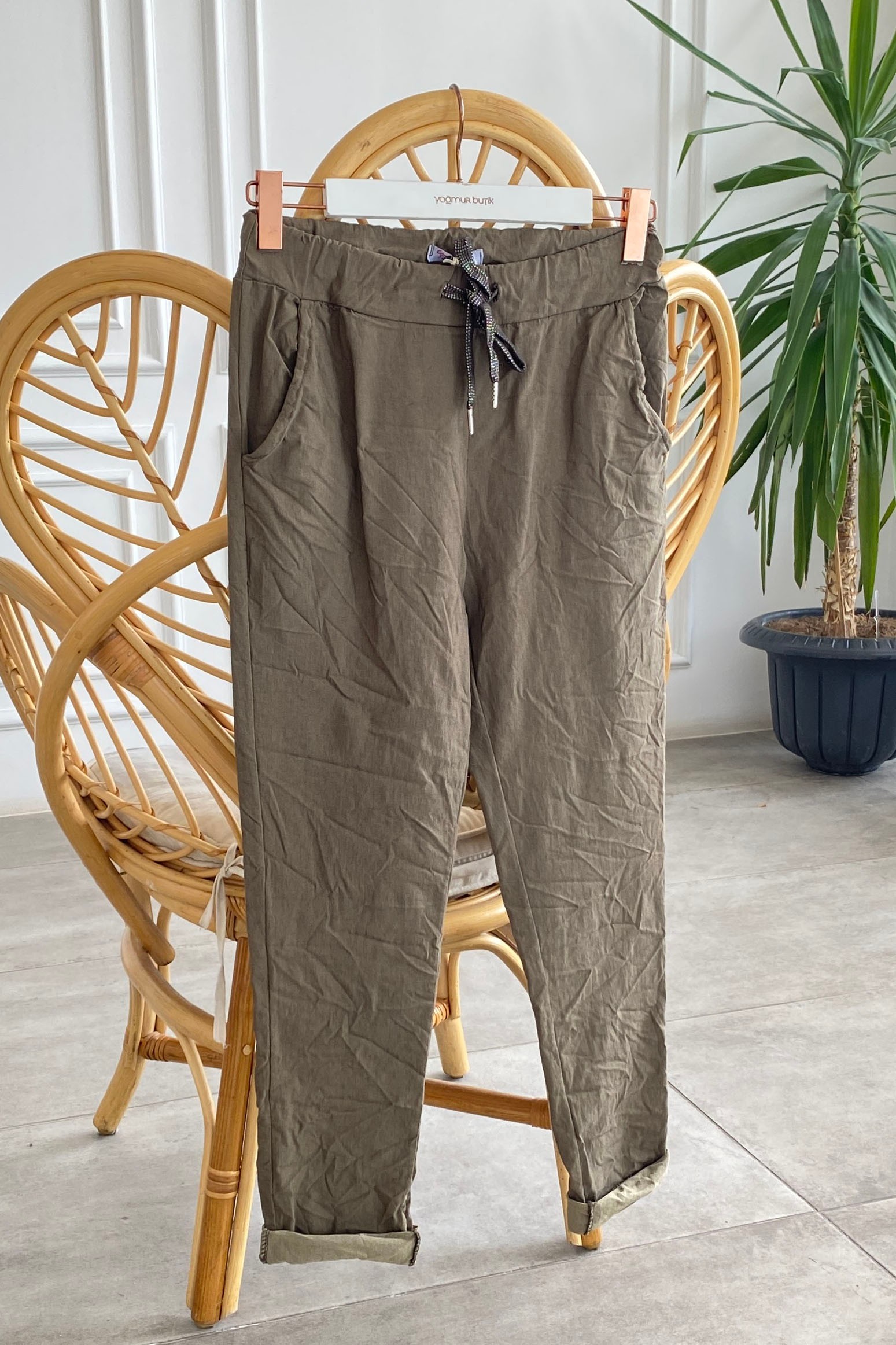 Beli Lastikli Duble Paça Pantolon