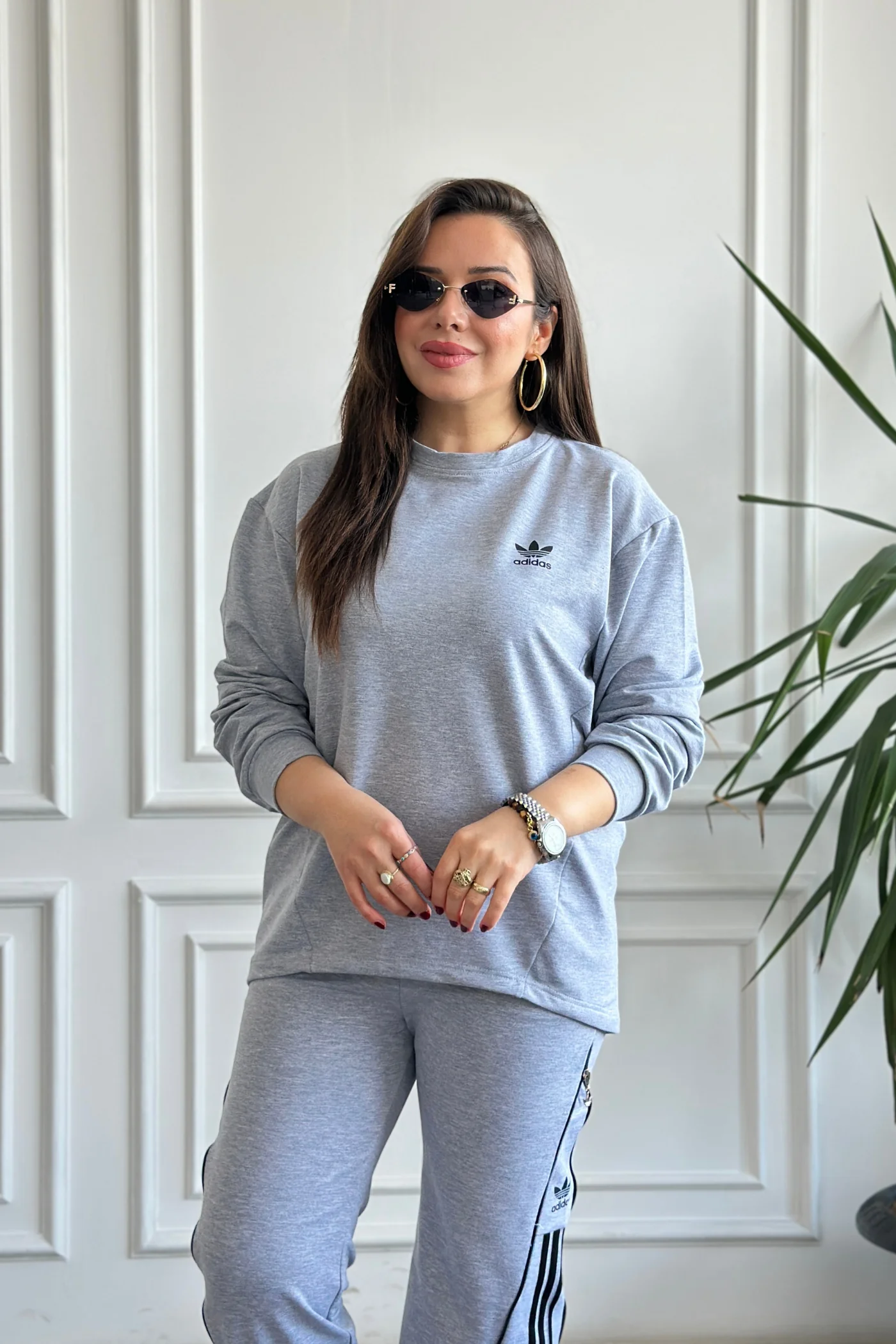 Arkası Ve Paçası Fermuar Detaylı Eşofman Takımı - Gri