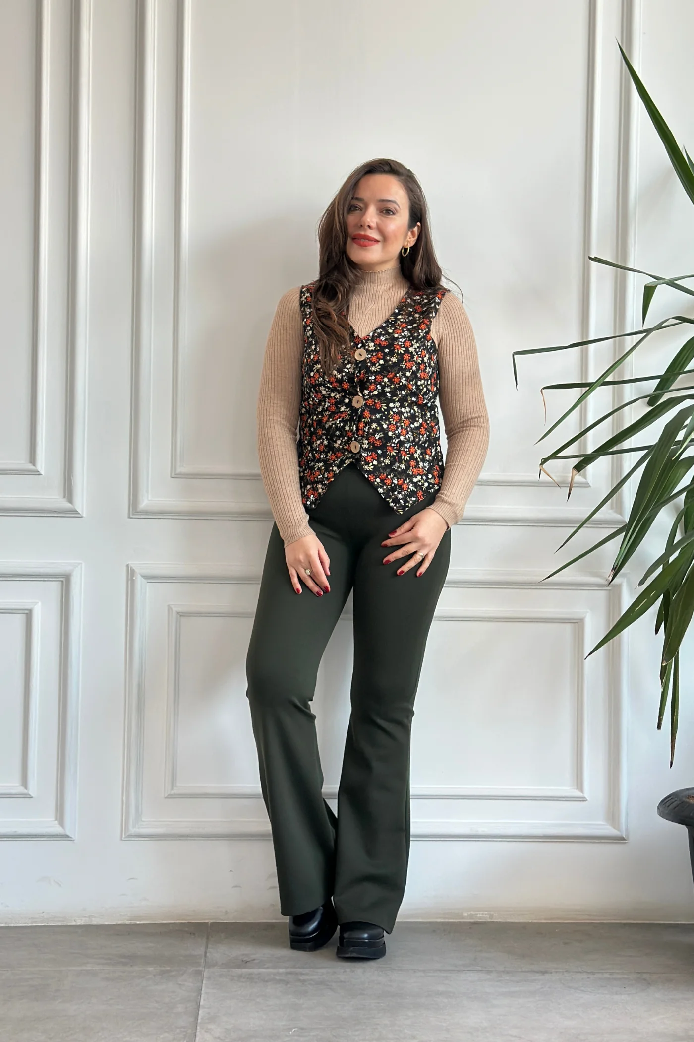 Desenli Pazen Yelek - KIREMIT