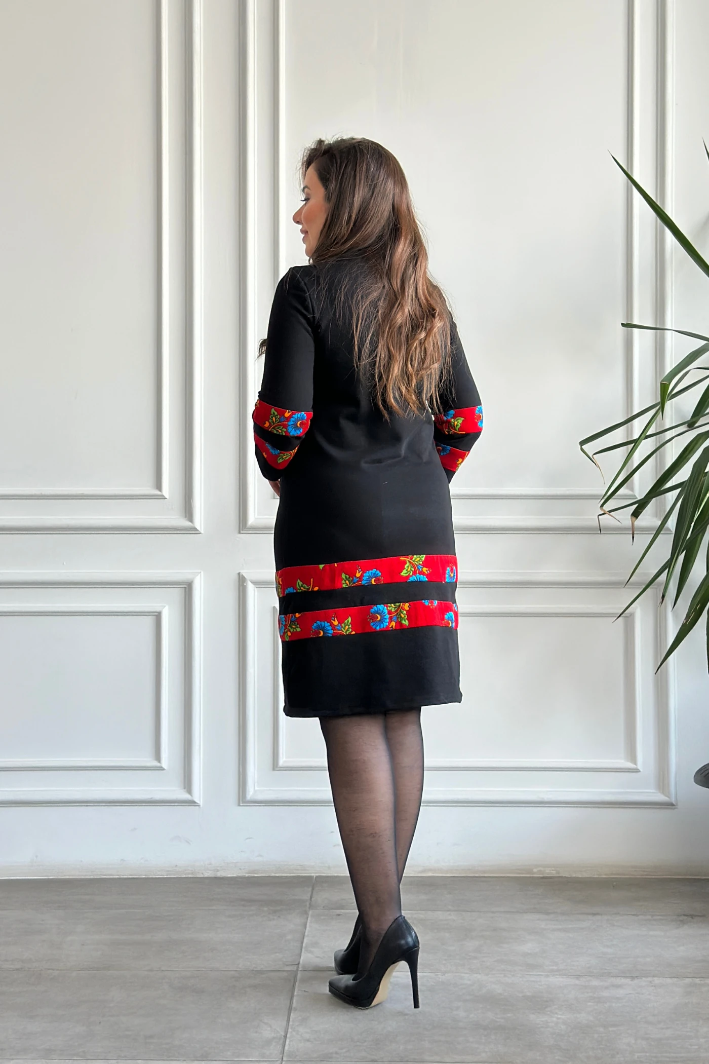 Etek Ve Kol Pazen Detaylı Pamuk Elbise