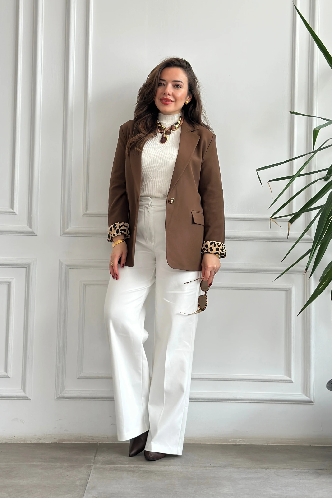 Leopar Garnili Blazer Ceket