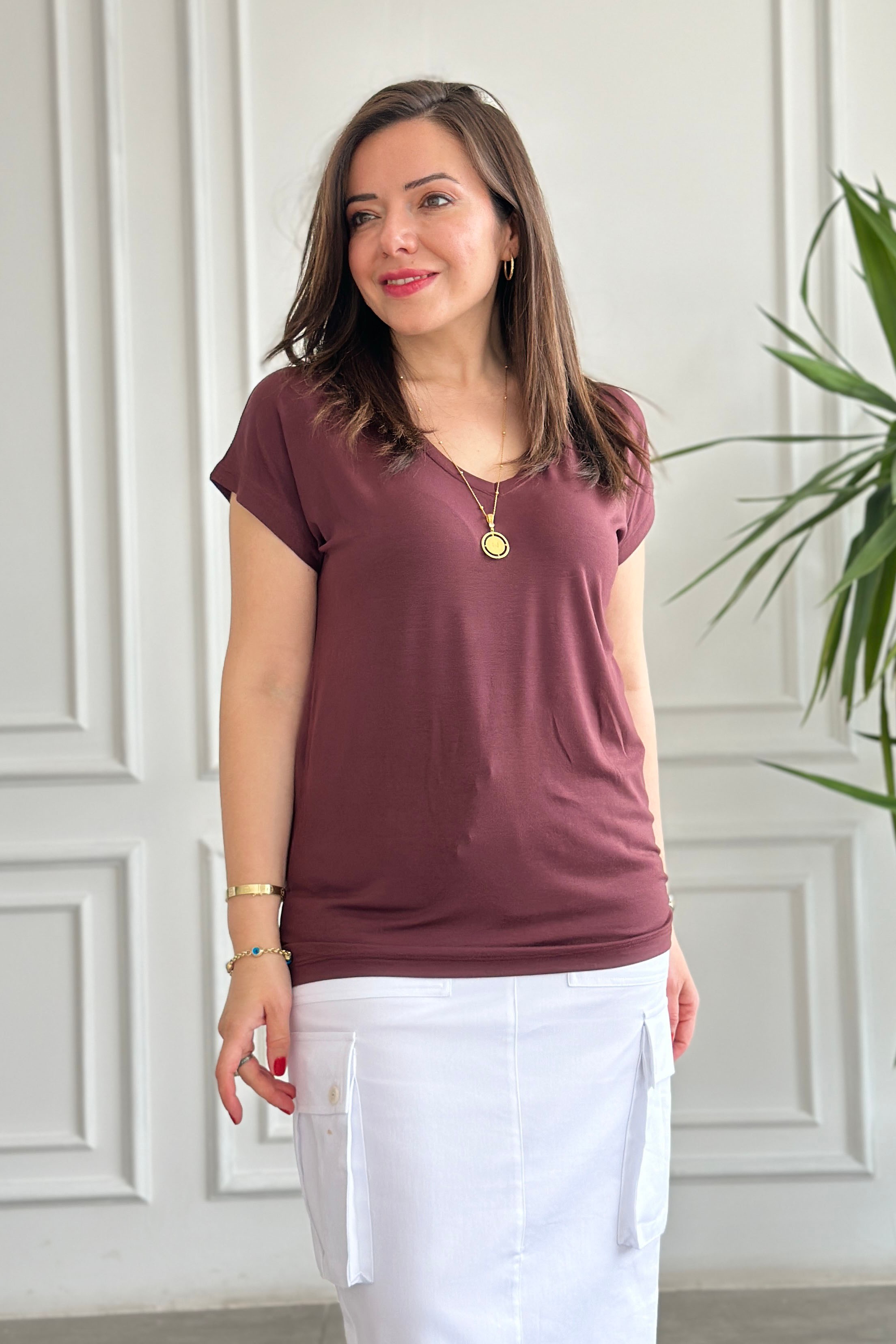V Yaka Basic T-Shirt - MURDUM