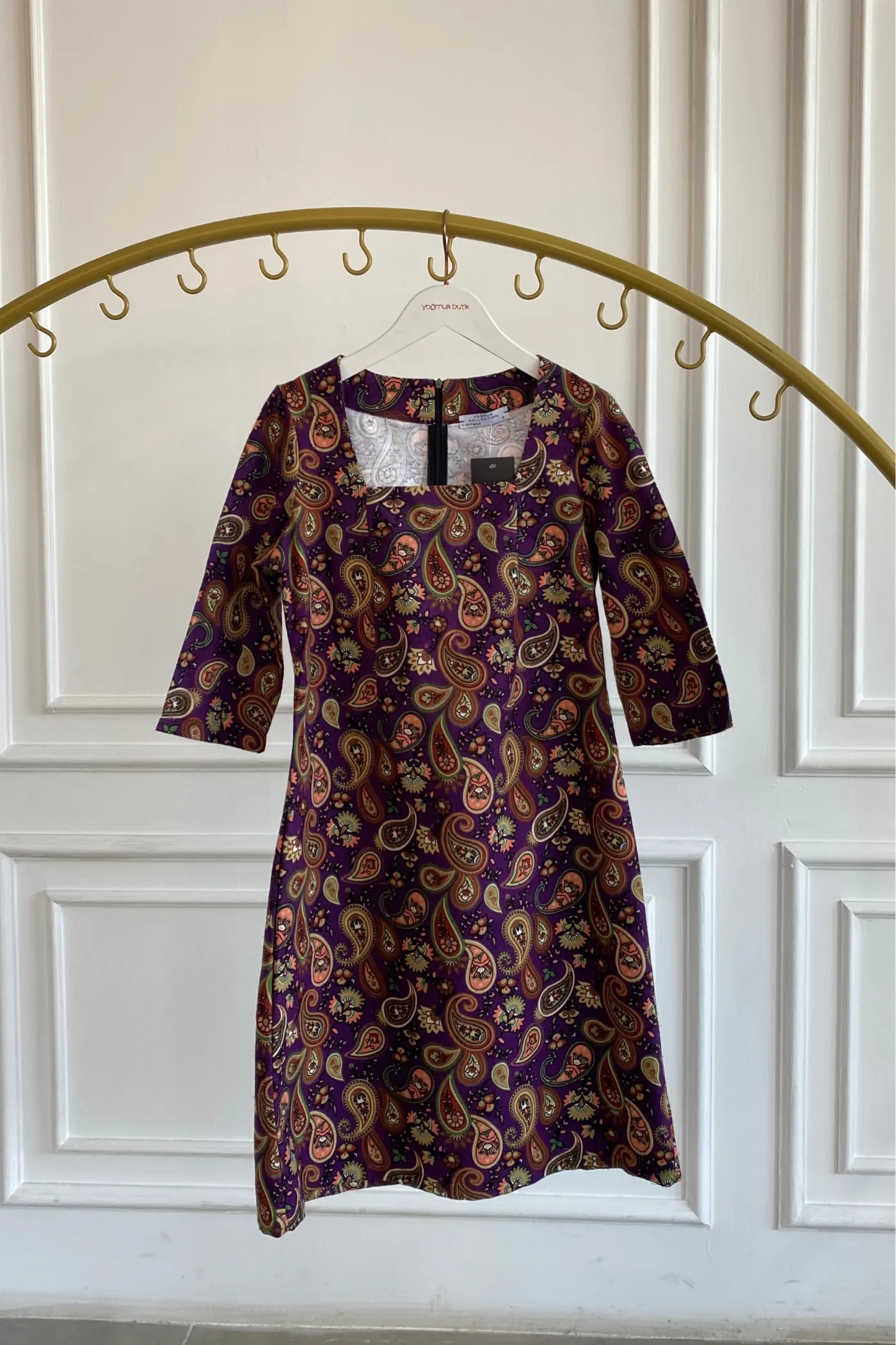 Kare Yaka Pazen Elbise - MOR