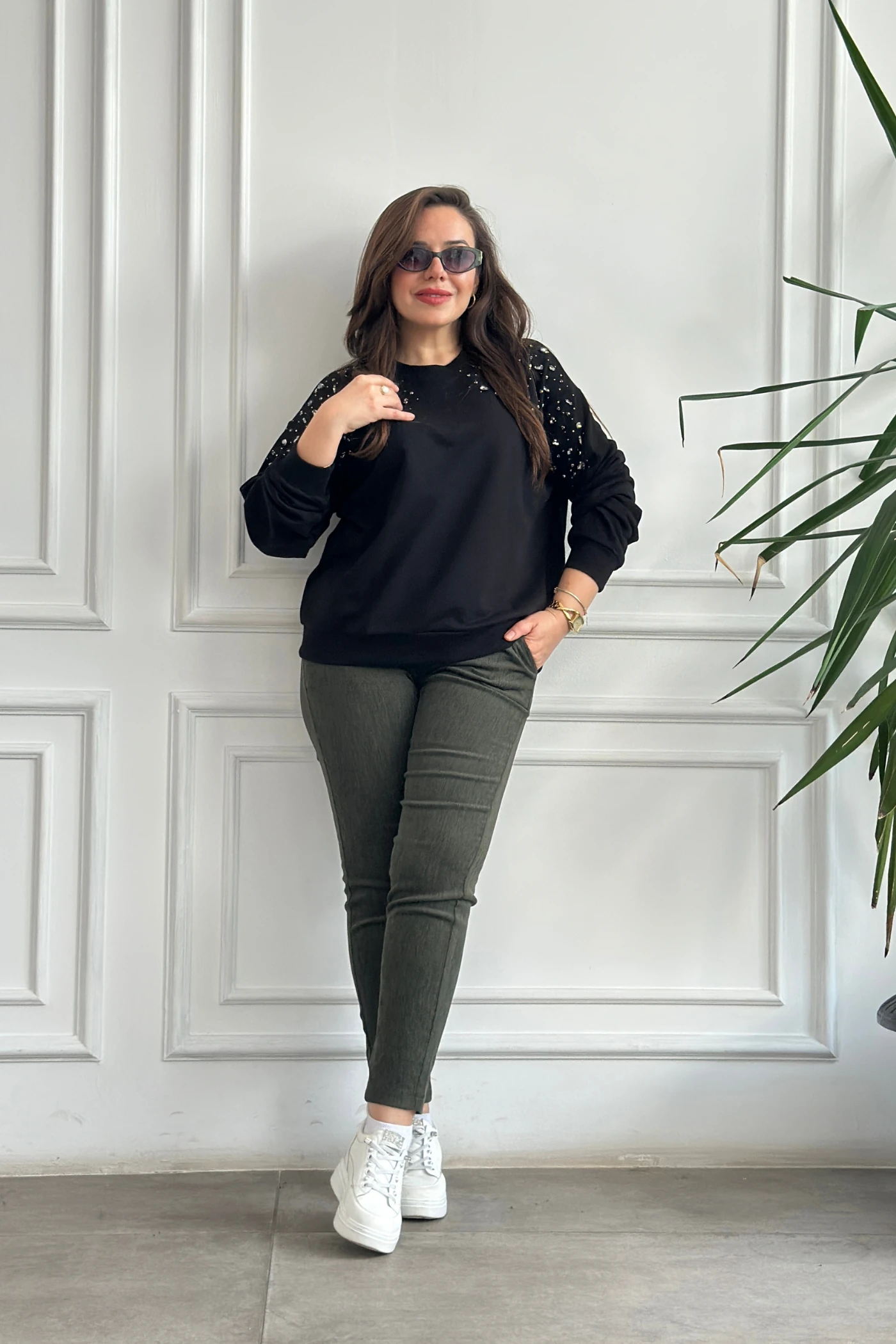 Beli Lastikli Kadife Pantolon