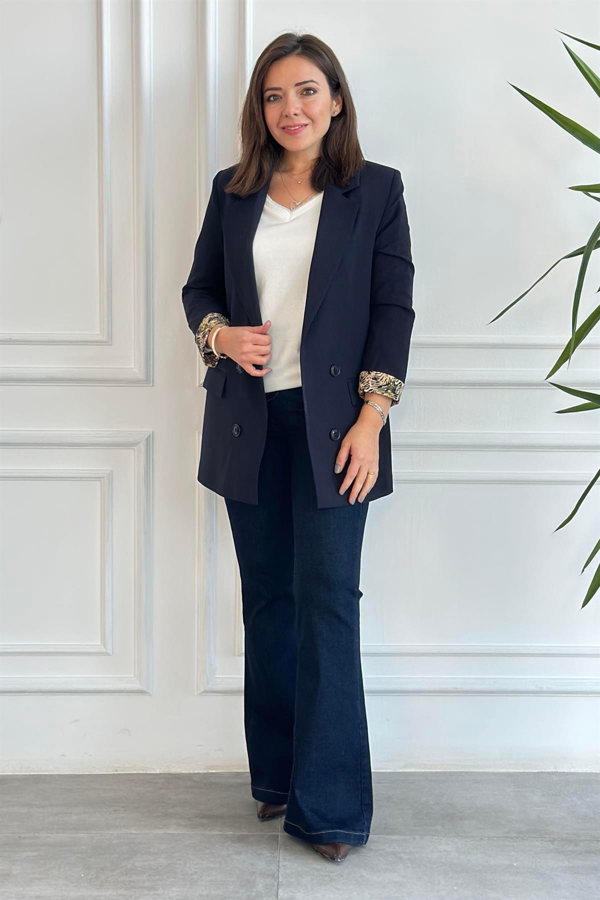 Manşetleri Ve Astarı Karışık Renkli Blazer Ceket