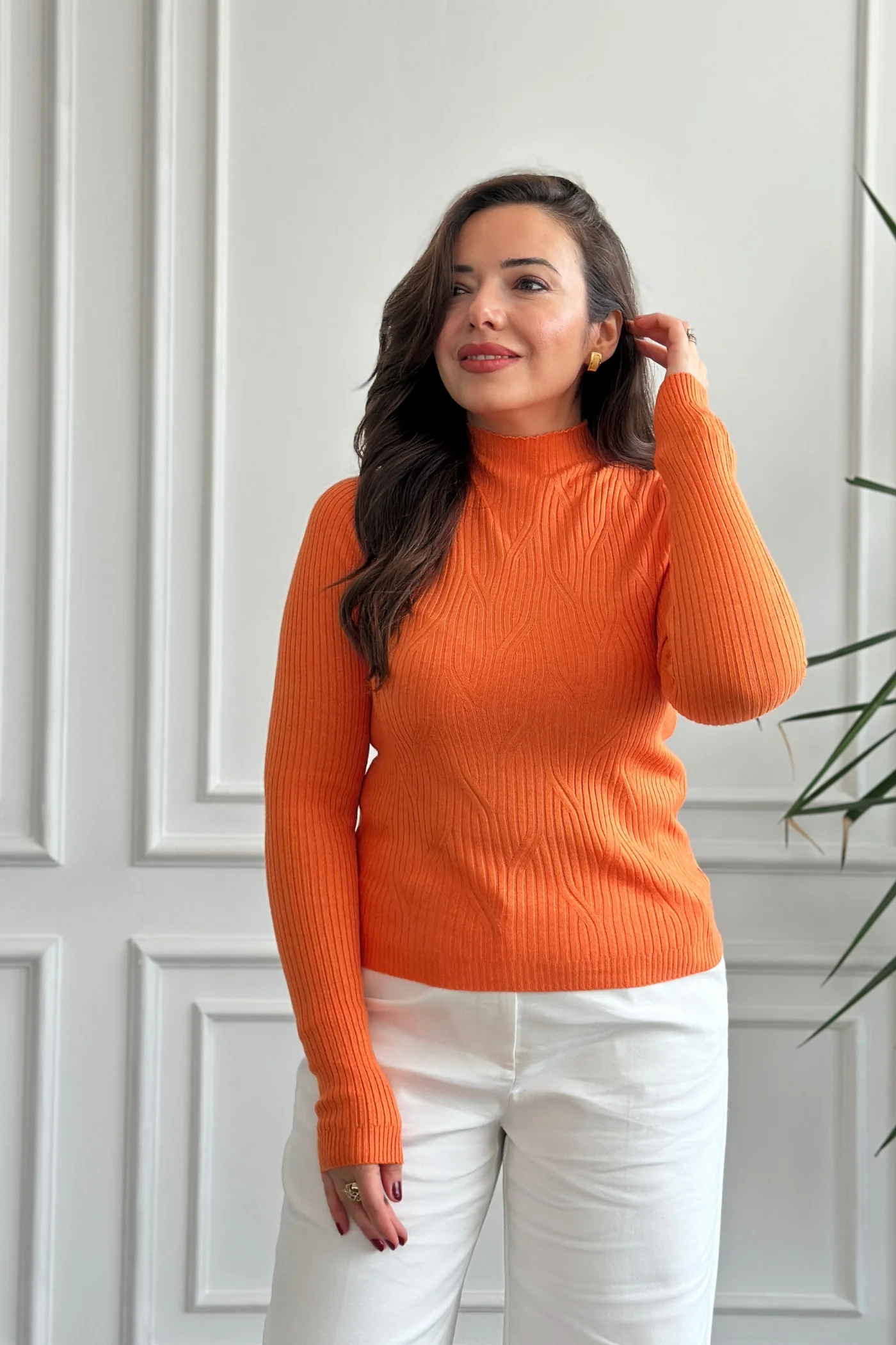 Yarım Balıkçı Fitilli Triko - TURUNCU