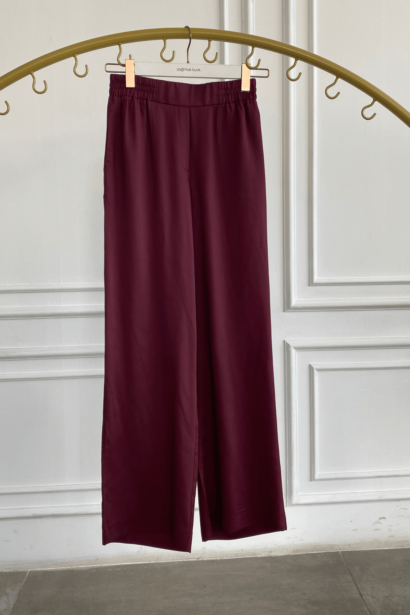 Beli Lastikli Bol Paça Tensel Pantolon