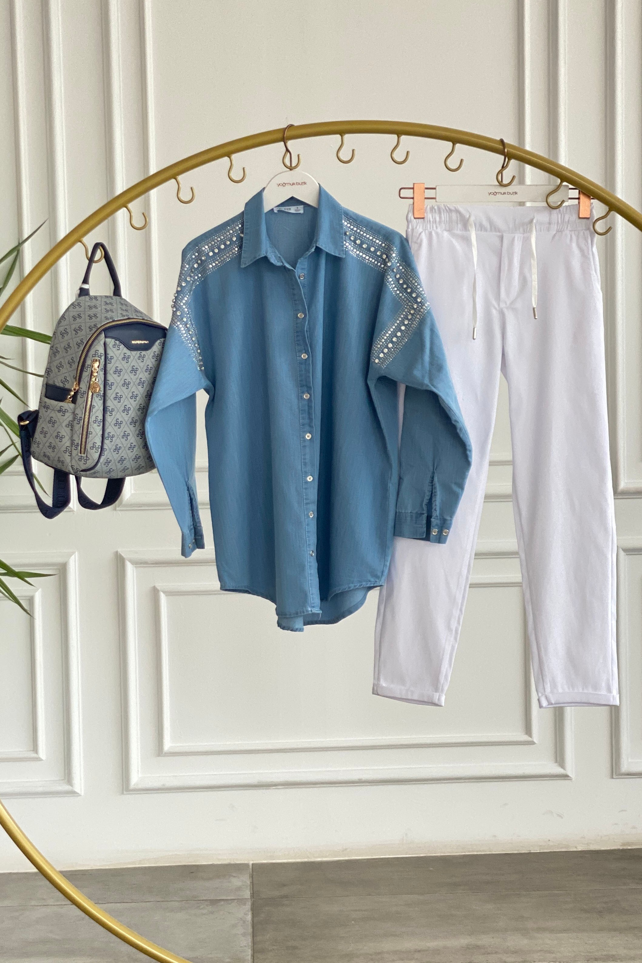 Duble Paça Yandan Cepli Spor Pantolon - BEYAZ